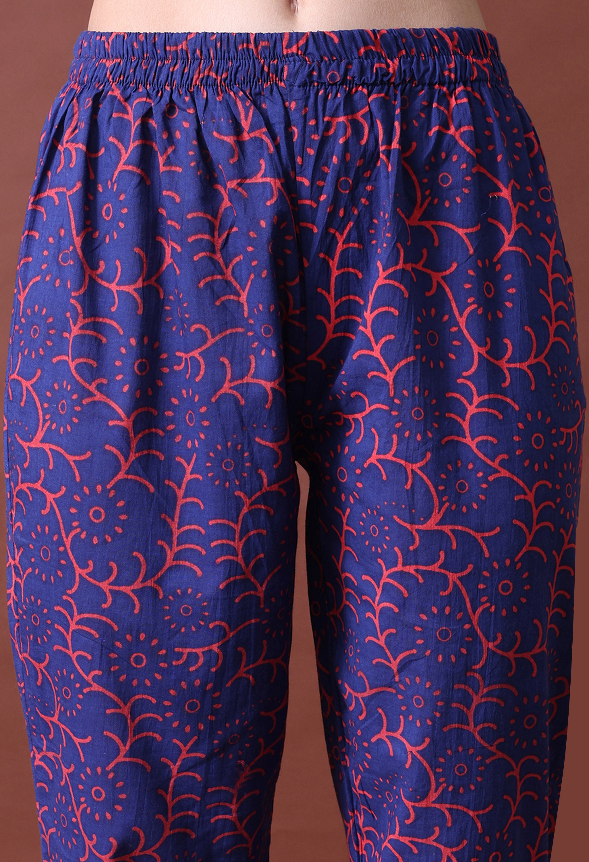 MEERA FAB Women's Pure Cotton Floral Printed Kurta with Palazzo & Dupatta