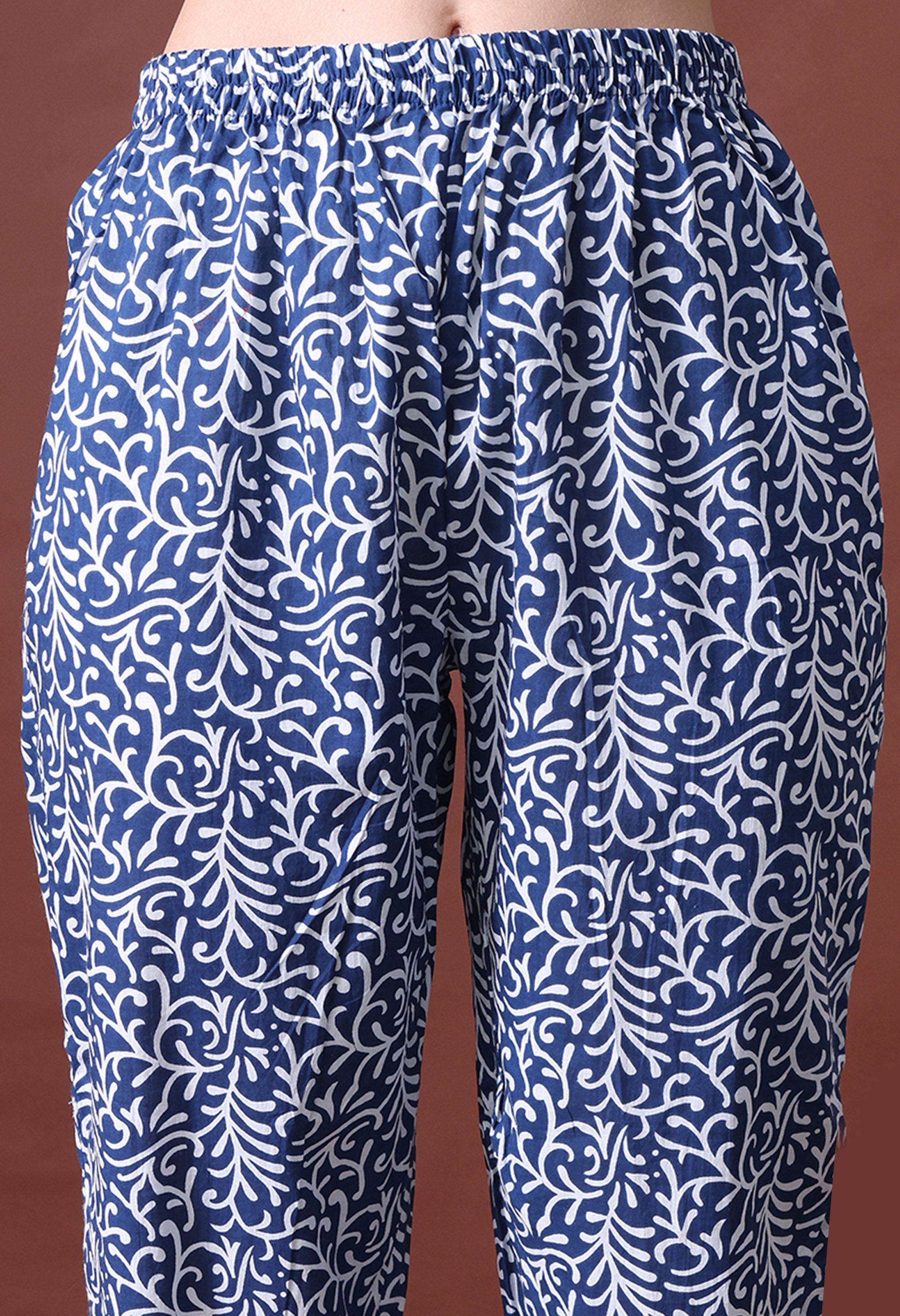 MEERA FAB Women's Cotton Printed Straight Kurta with Palazzo & Dupatta Set