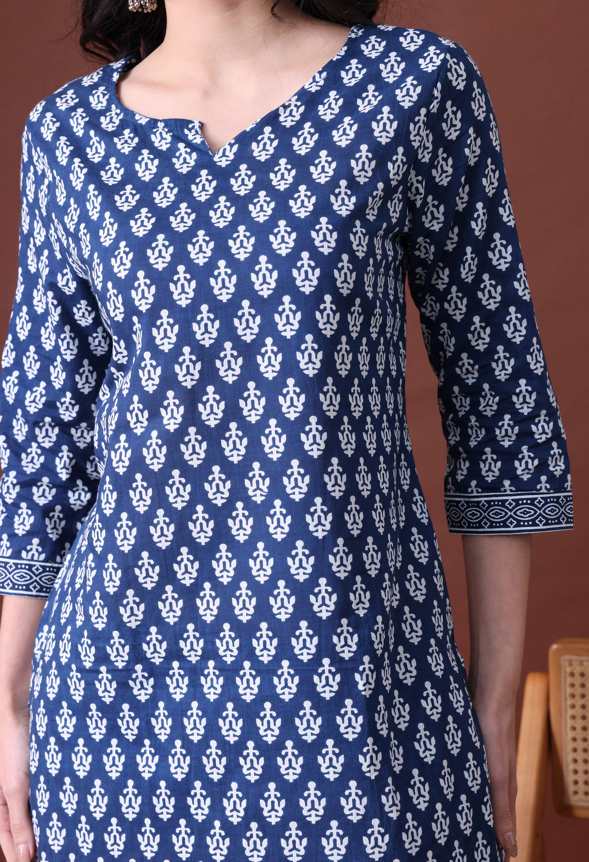 MEERA FAB Women's Cotton Printed Straight Kurta with Palazzo & Dupatta Set