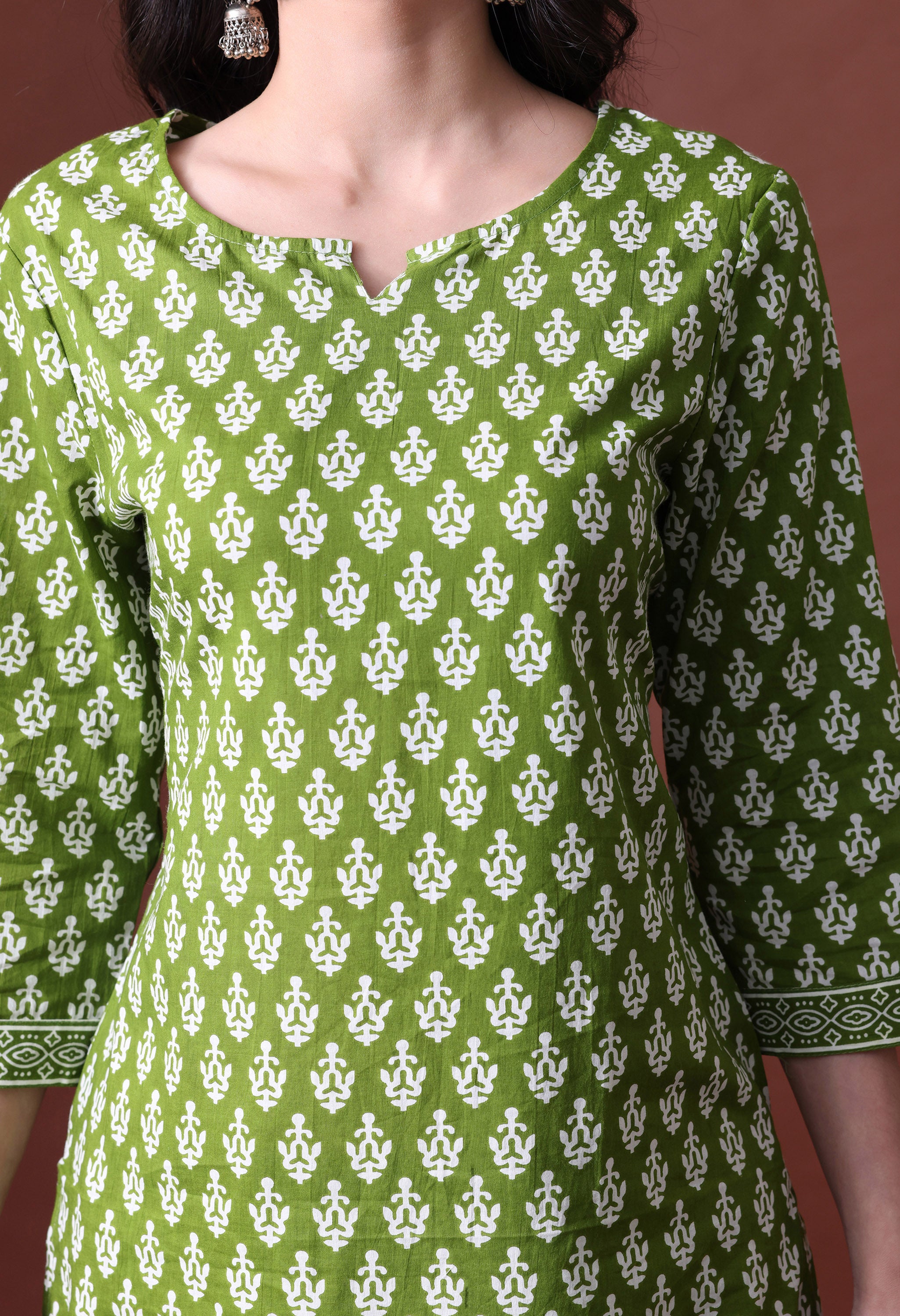 MEERA FAB Women's Cotton Printed Straight Kurta with Palazzo & Dupatta Set