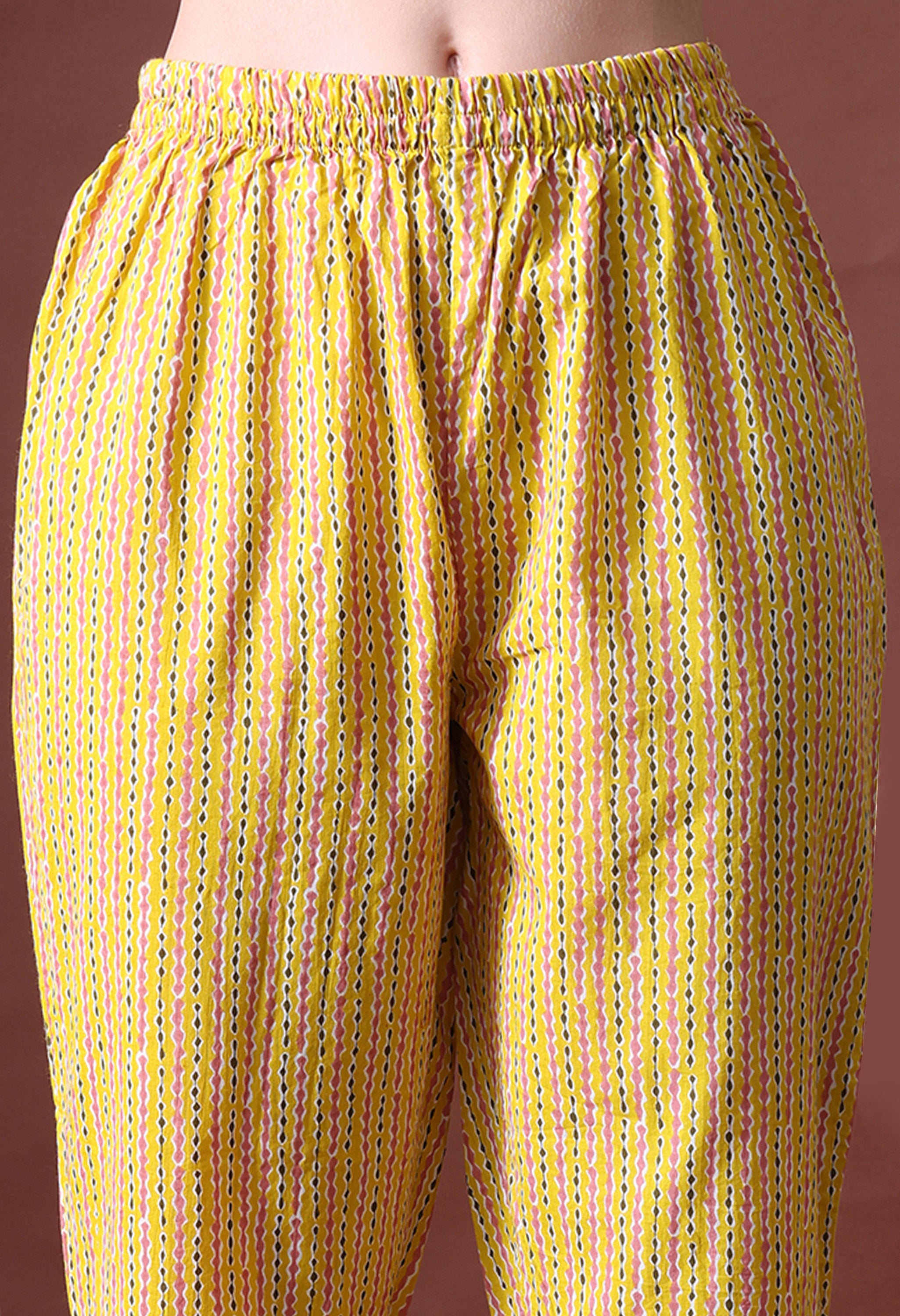 MEERA FAB Women's Pure Cotton V-Neck Anarkali Printed Kurta with Palazzo and Dupatta