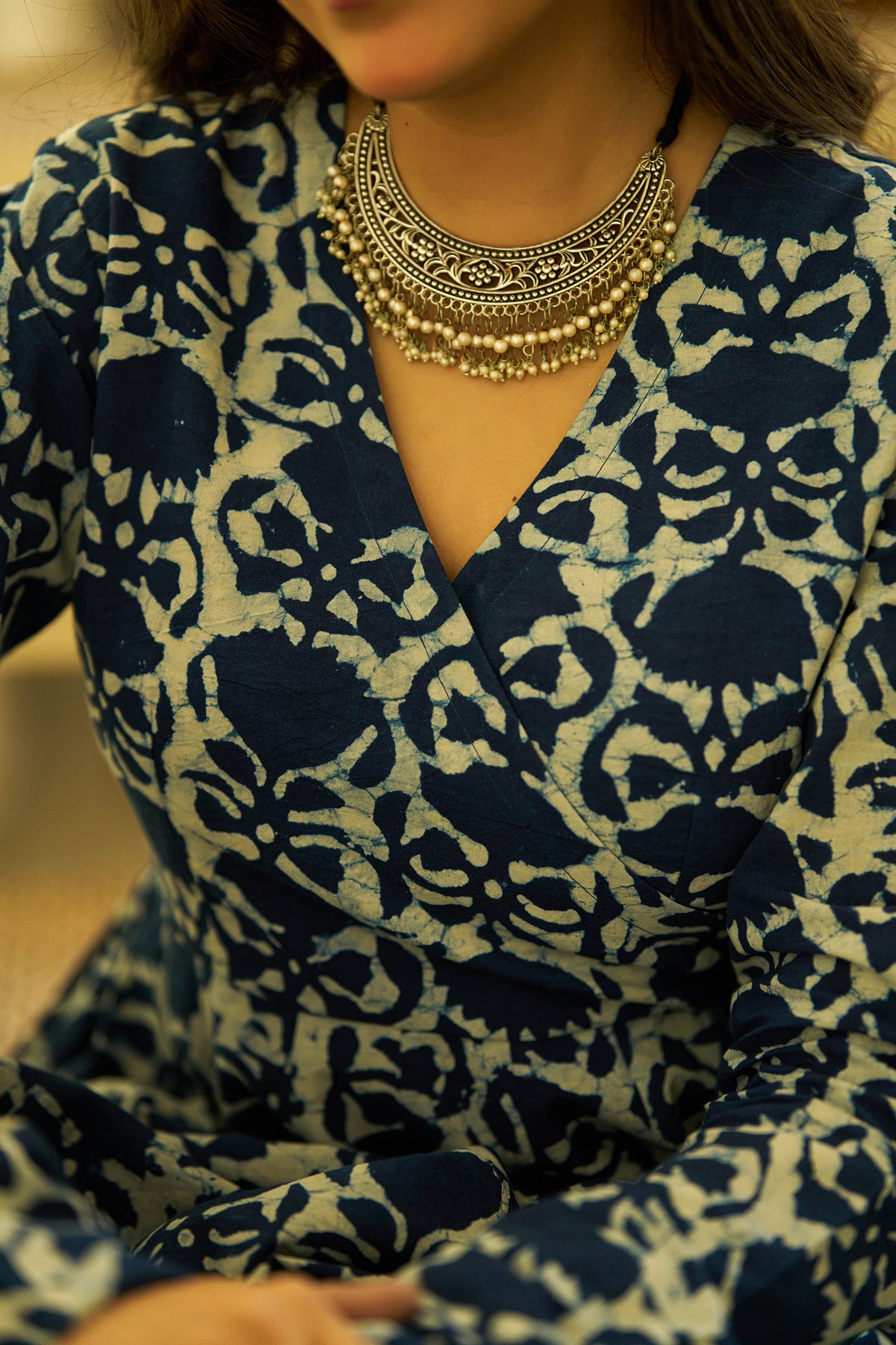 MEERA FAB Women Blue Printed Regular Pure Cotton Anarkali Kurta with Palazzos & with Dupatta