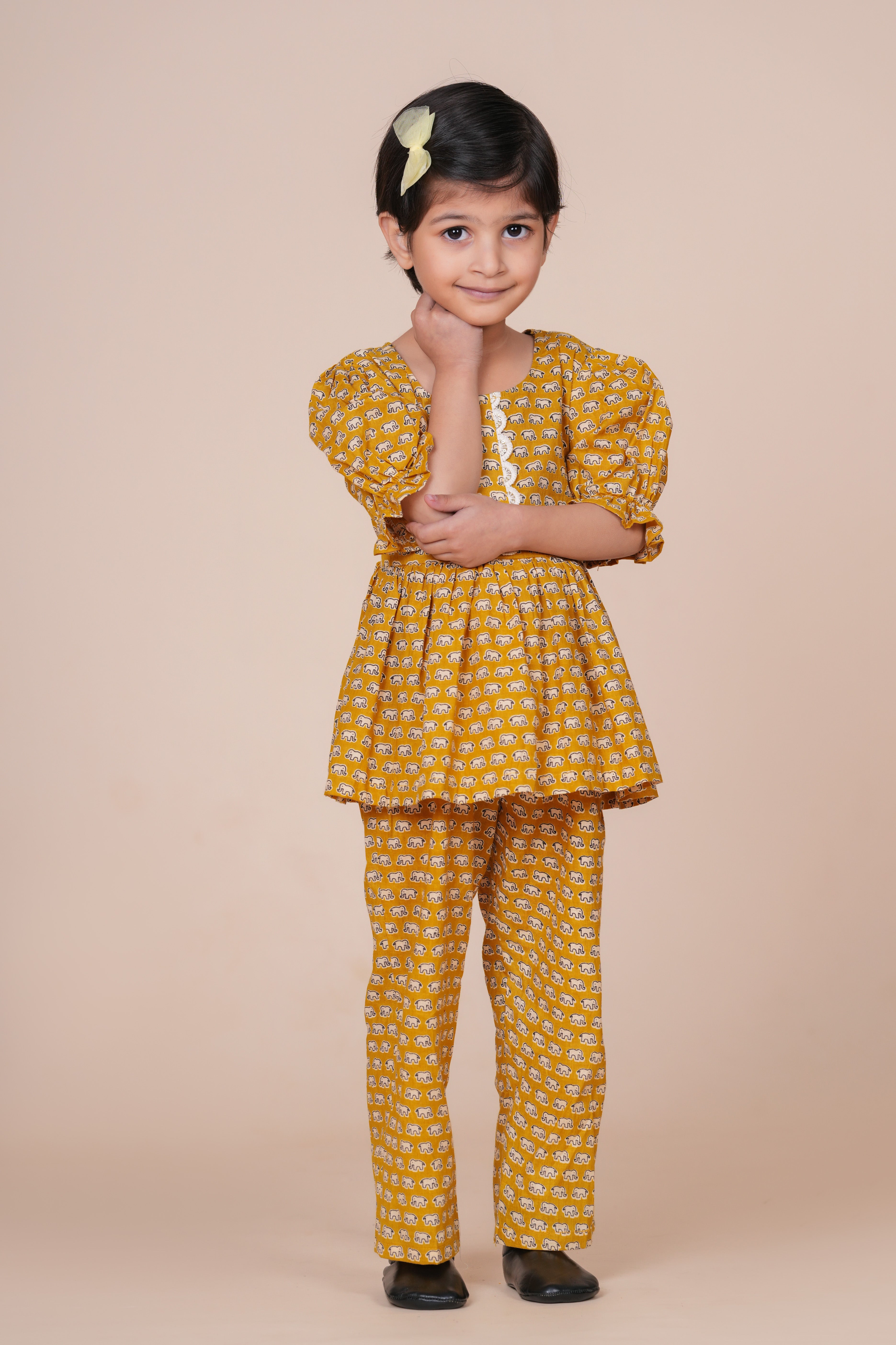 Girls Kids Pure Cotton Top and Pant Set | Printed Half Sleeve Top with Palazzo Pants | Soft Breathable Co-Ord Outfit