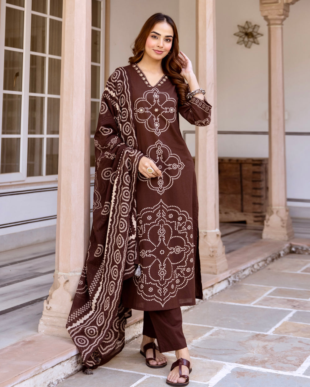 MEERA FAB Women's Pure Cotton Straight Kurta Set with Palazzo Pants & Dupatta|Ethnic wear|Kurti Suit Set for Women