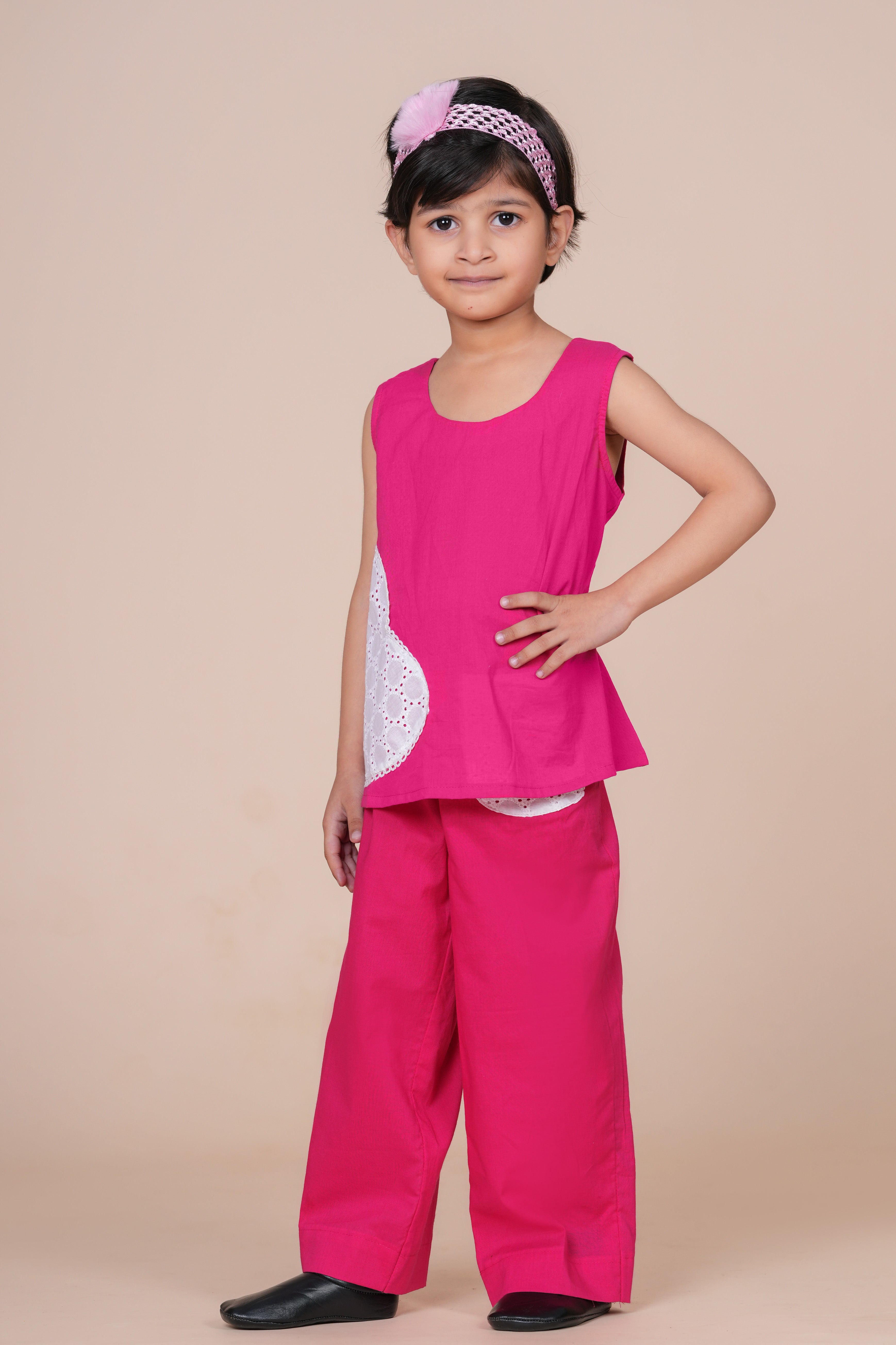 Girls Pure Cotton Top with Pant Set | Sleeveless Top with Palazzo Pants | Soft Breathable Co-ord Outfit