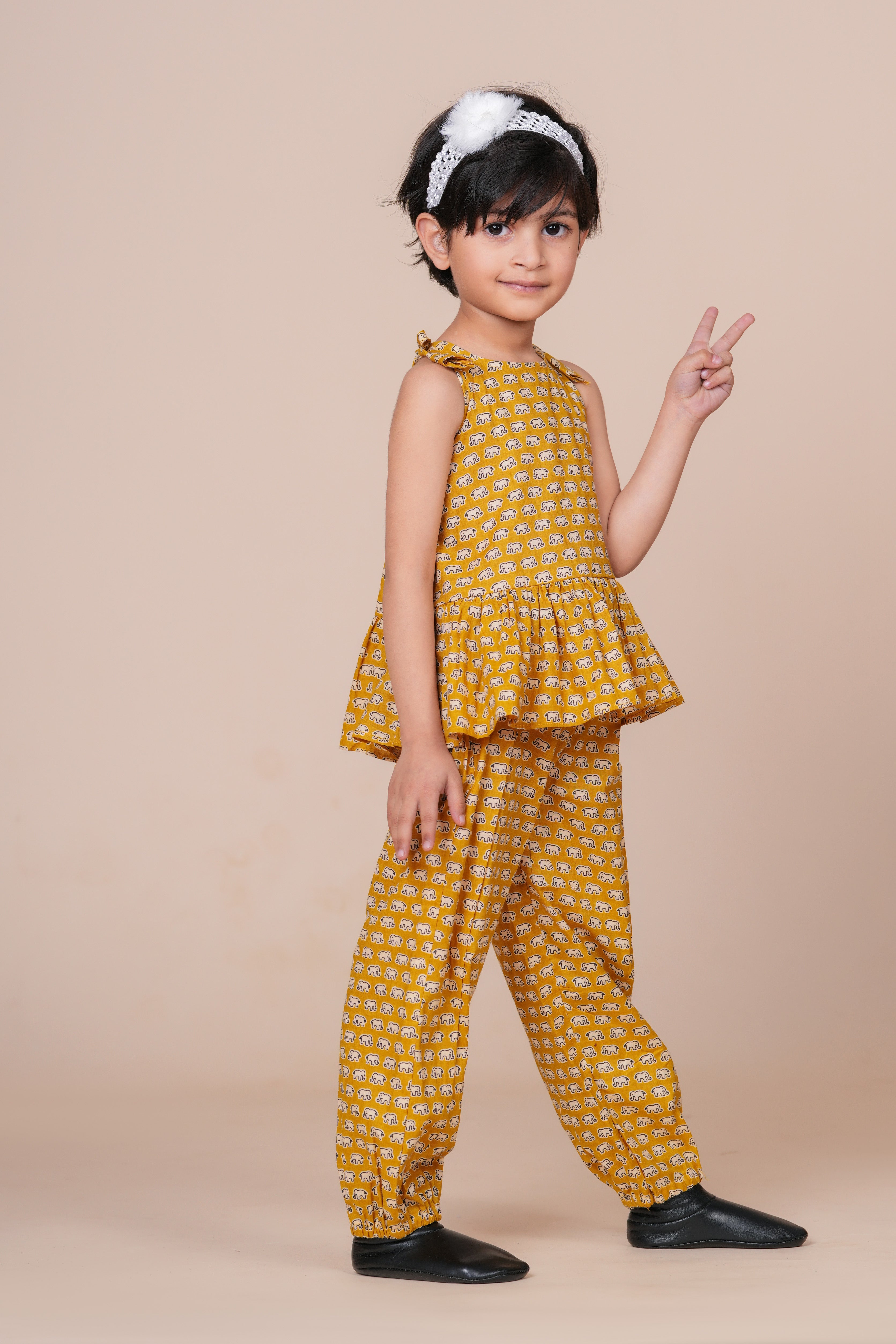 Girls Pure Cotton Top with Pant Set | Animal Printed Sleeveless Top with Palazzo Pants | Soft Breathable Co-ord Outfit