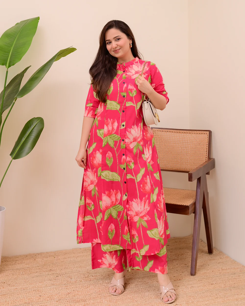 MEERA FAB Lotus Cotton Kurta Palazzo Set