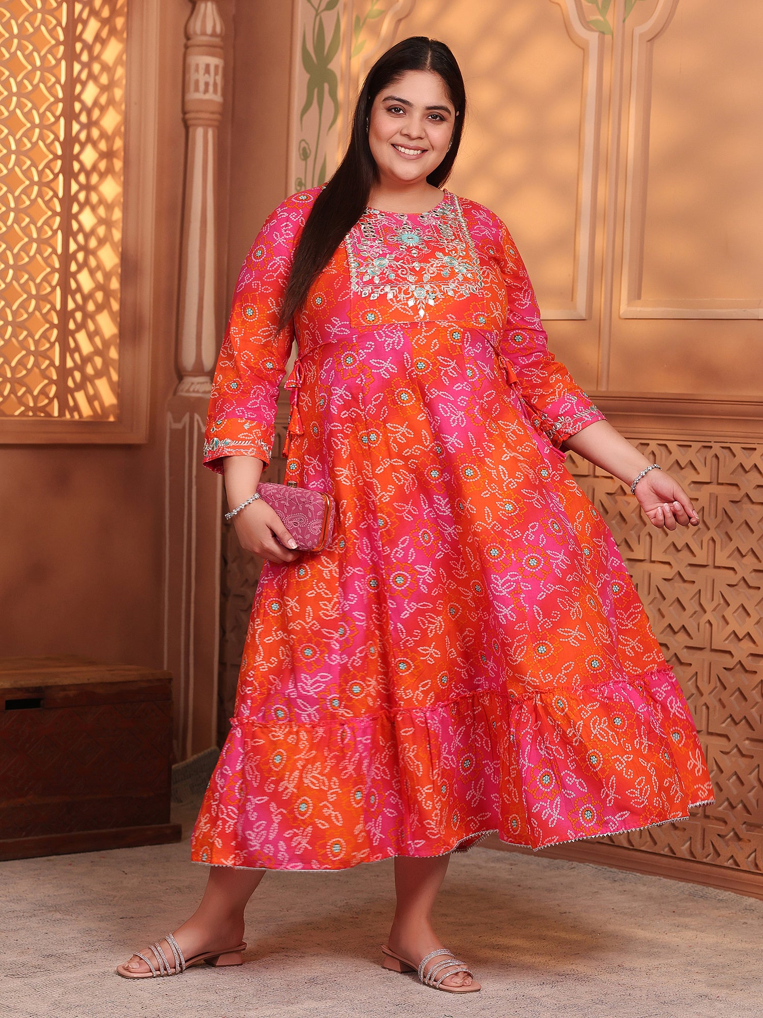 MEERA FAB Women's Cotton Relaxed Fit Anarkali Kurti