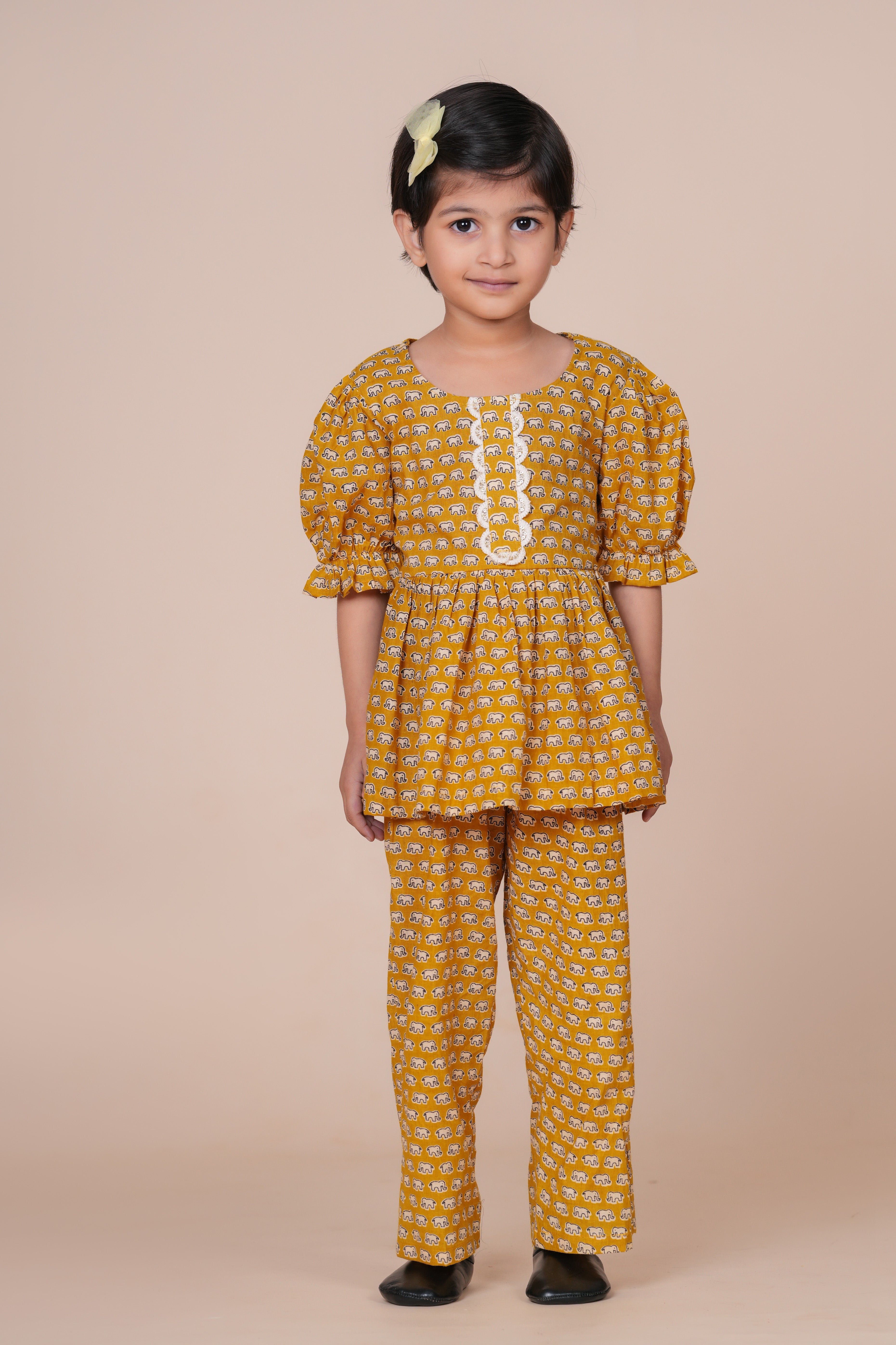 Girls Kids Pure Cotton Top and Pant Set | Printed Half Sleeve Top with Palazzo Pants | Soft Breathable Co-Ord Outfit