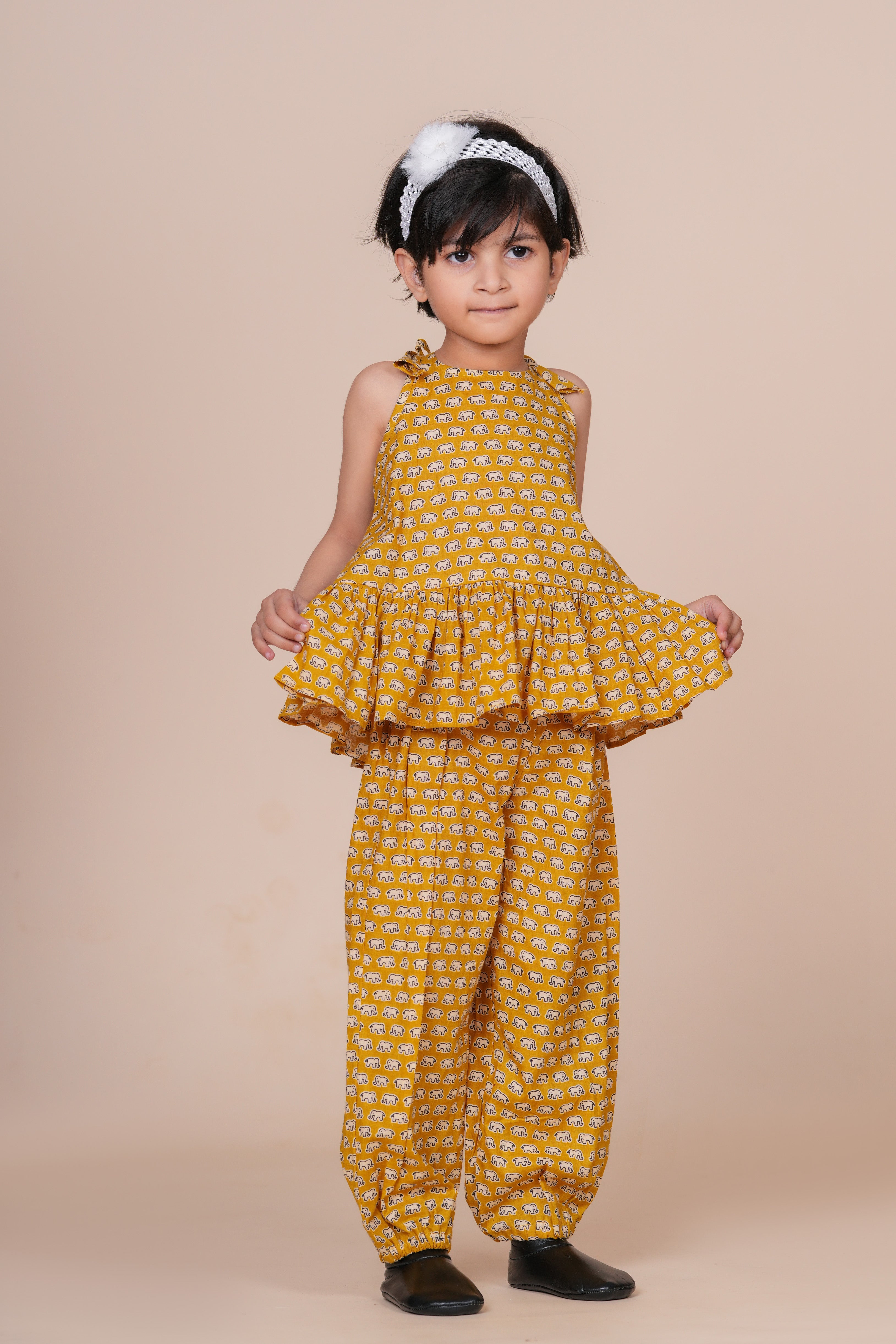 Girls Pure Cotton Top with Pant Set | Animal Printed Sleeveless Top with Palazzo Pants | Soft Breathable Co-ord Outfit