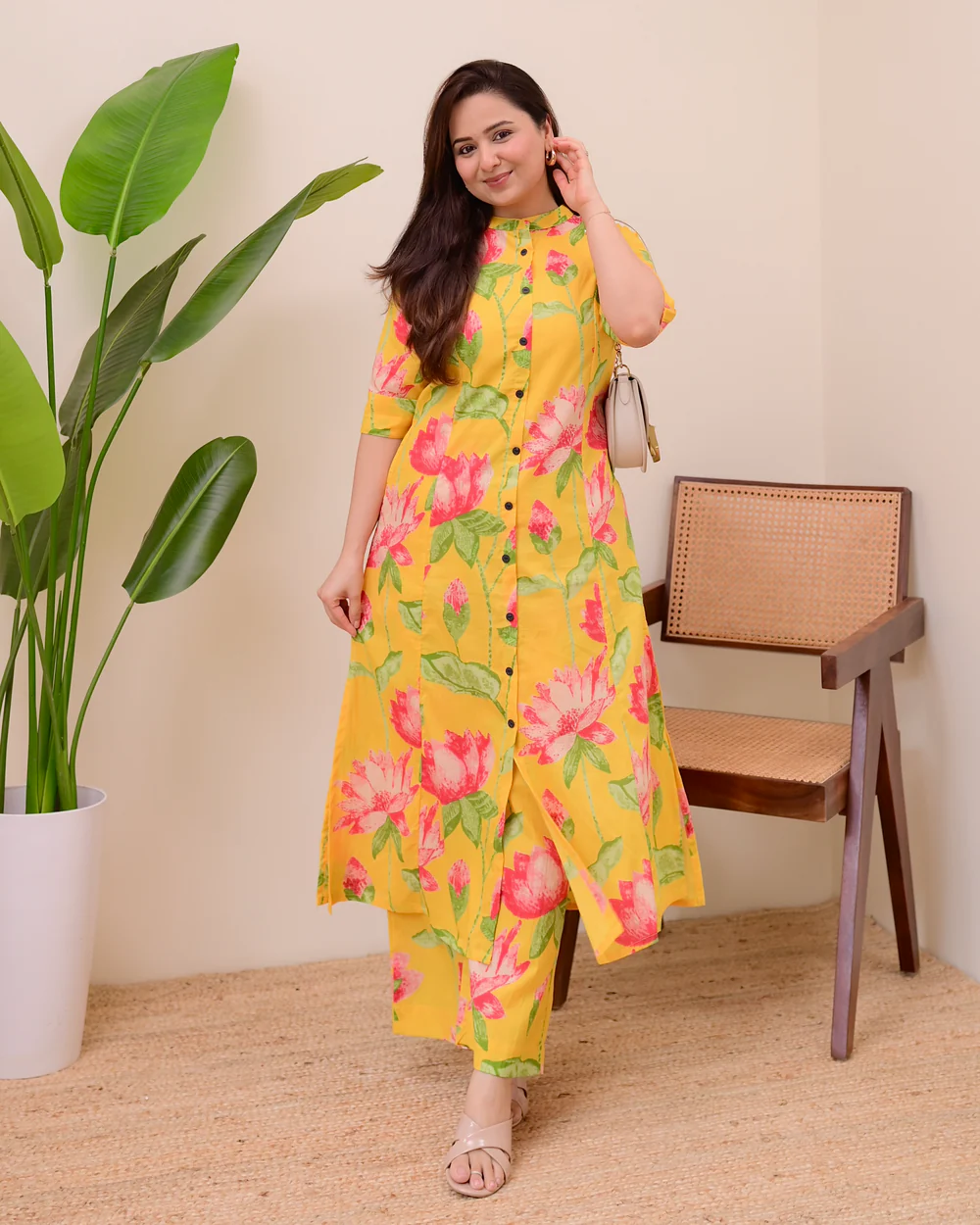 MEERA FAB Lotus Cotton Kurta Palazzo Set