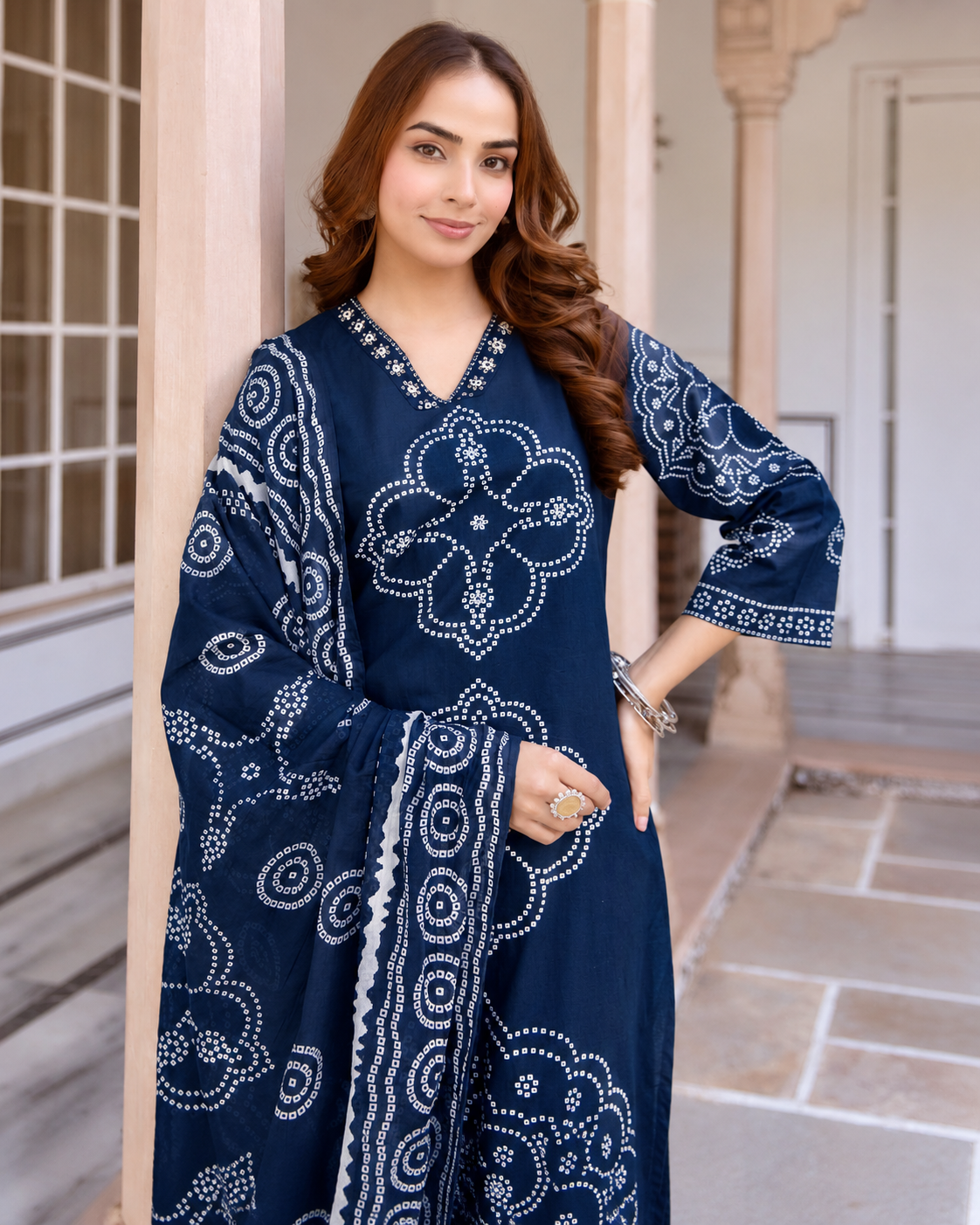 MEERA FAB Women's Pure Cotton Straight Kurta Set with Palazzo Pants & Dupatta|Ethnic wear|Kurti Suit Set for Women