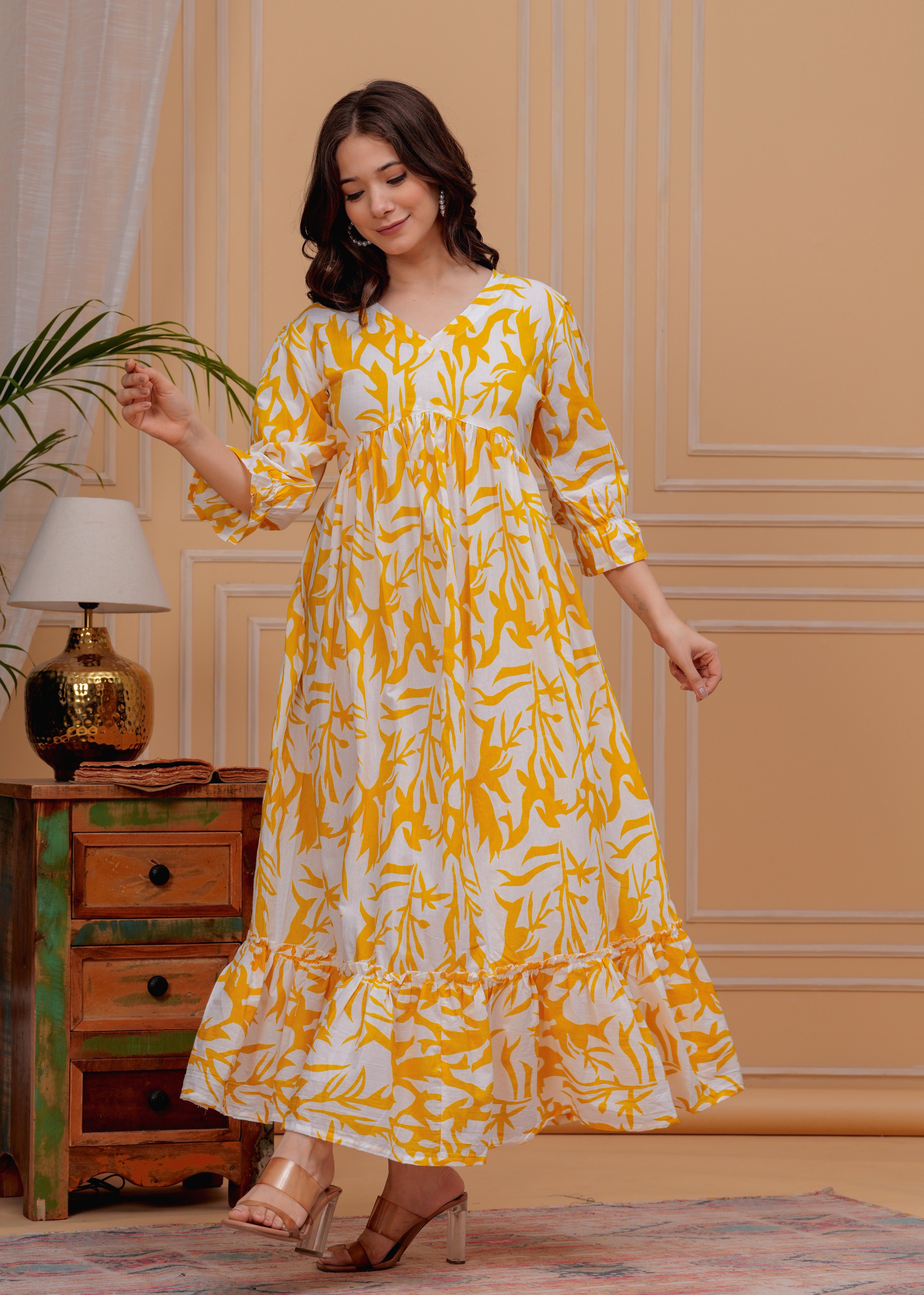 MEERA FAB Women's Pure Cotton Regular Fit Anarkali Floral Printed Regular Kurta