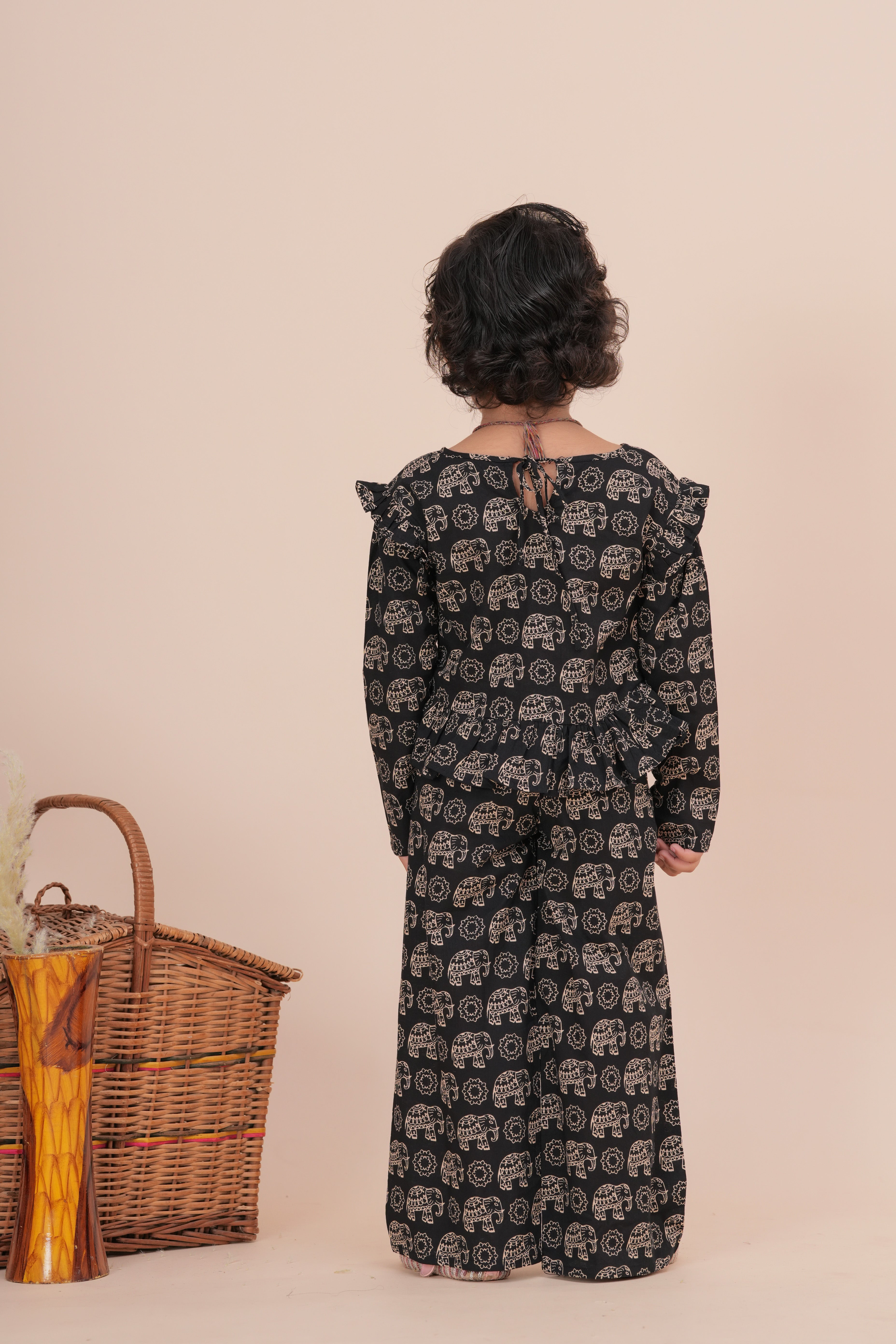 Girls Kids Pure Cotton Kurta with Pant | Printed Full Sleeve Kurta and Palazzo Set | Soft Breathable Ethnic Co-Ord Outfit