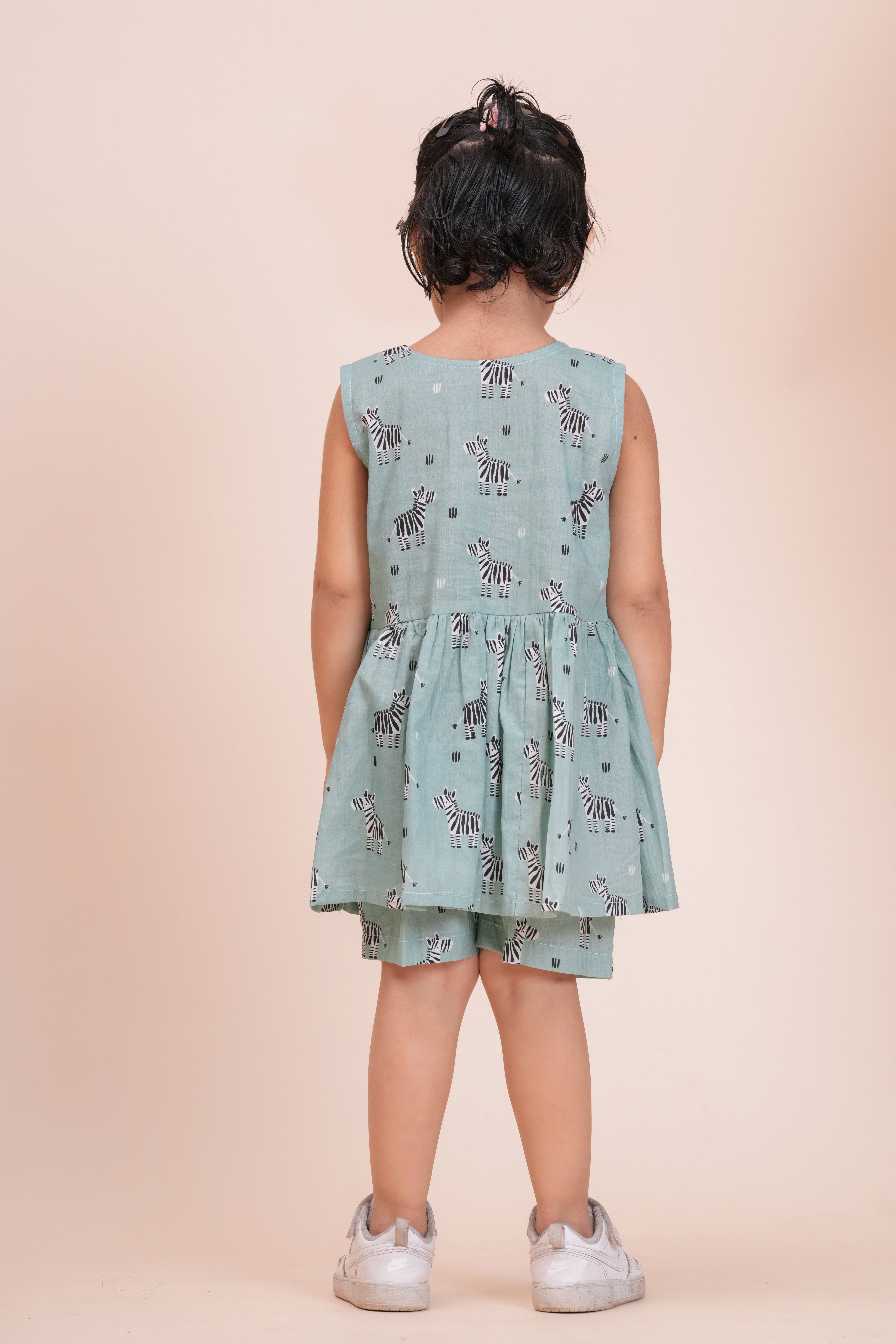 Girls Pure Cotton Printed Top and Shorts Set | Sleeveless V-Neck Summer Co-Ord Outfit for Toddlers and Girls | Soft Breathable Casual Wear