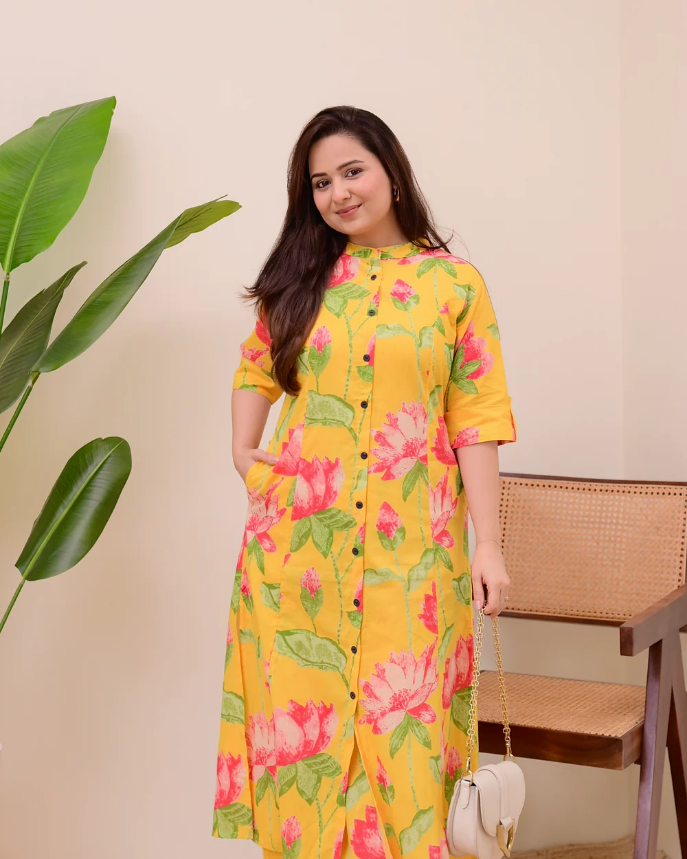 MEERA FAB Lotus Cotton Kurta Palazzo Set