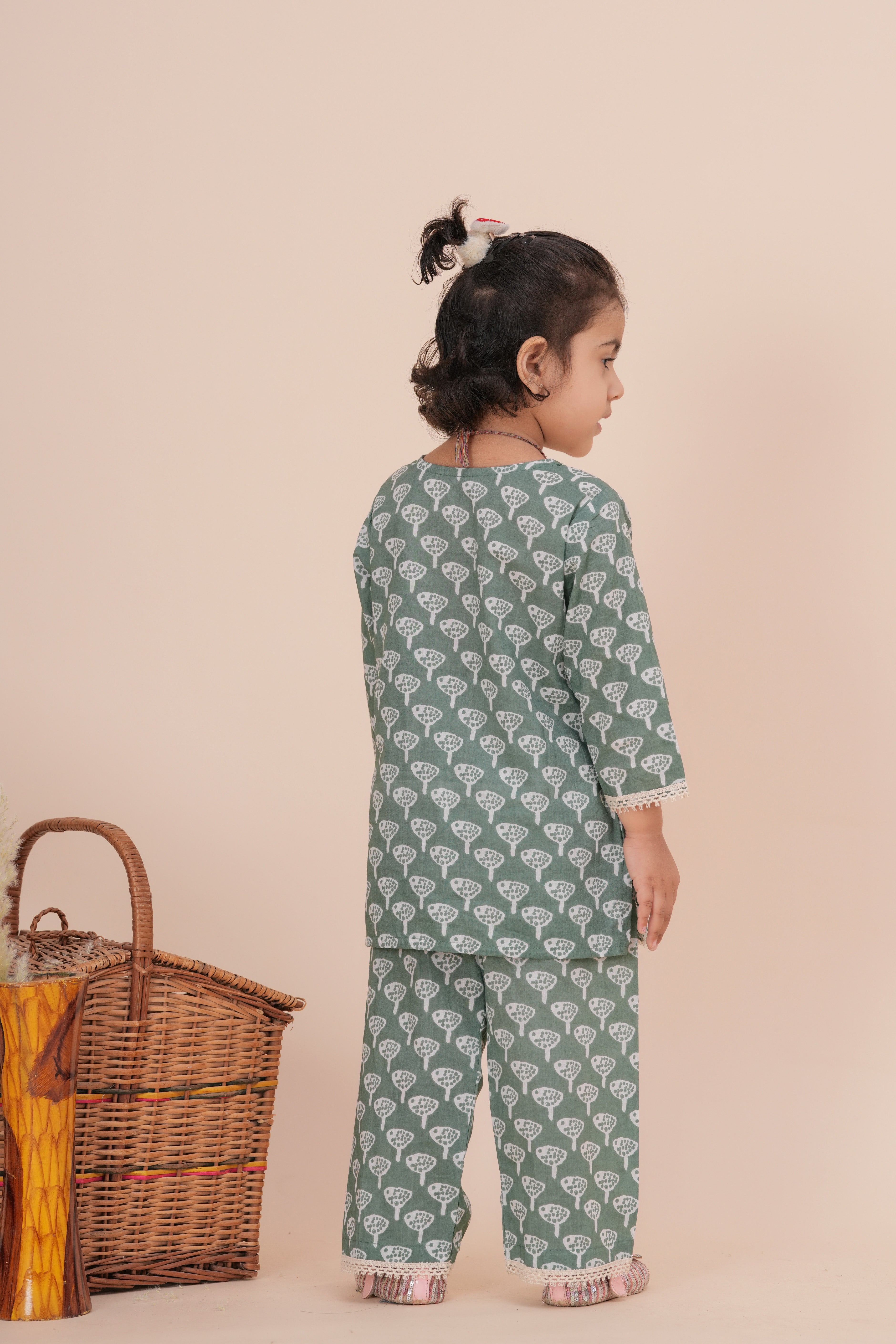 Girls Kids Pure Cotton Top and Pant Set | Printed Full Sleeve Top with Palazzo Pants | Soft Breathable Co-Ord Outfit