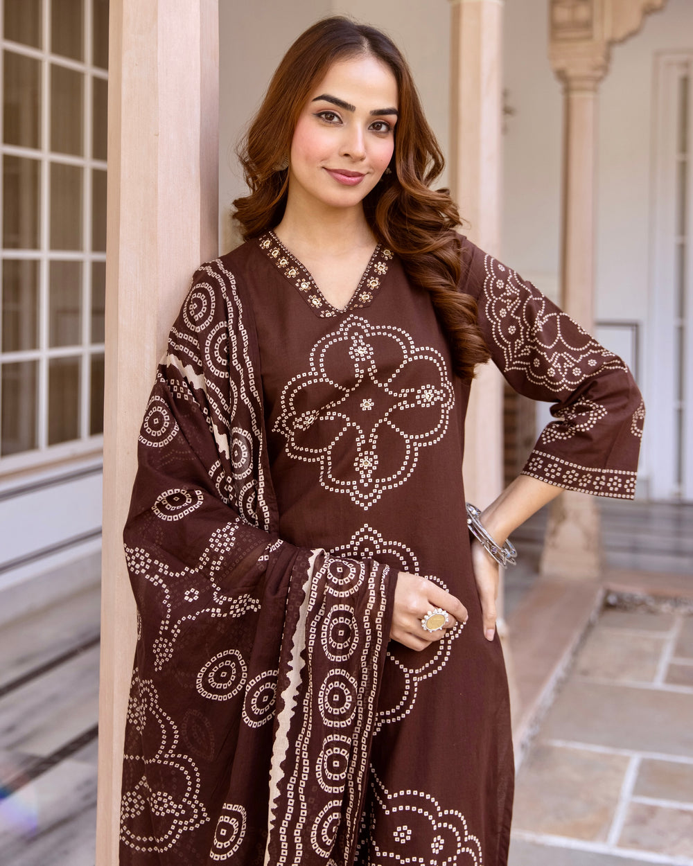 MEERA FAB Women's Pure Cotton Straight Kurta Set with Palazzo Pants & Dupatta|Ethnic wear|Kurti Suit Set for Women