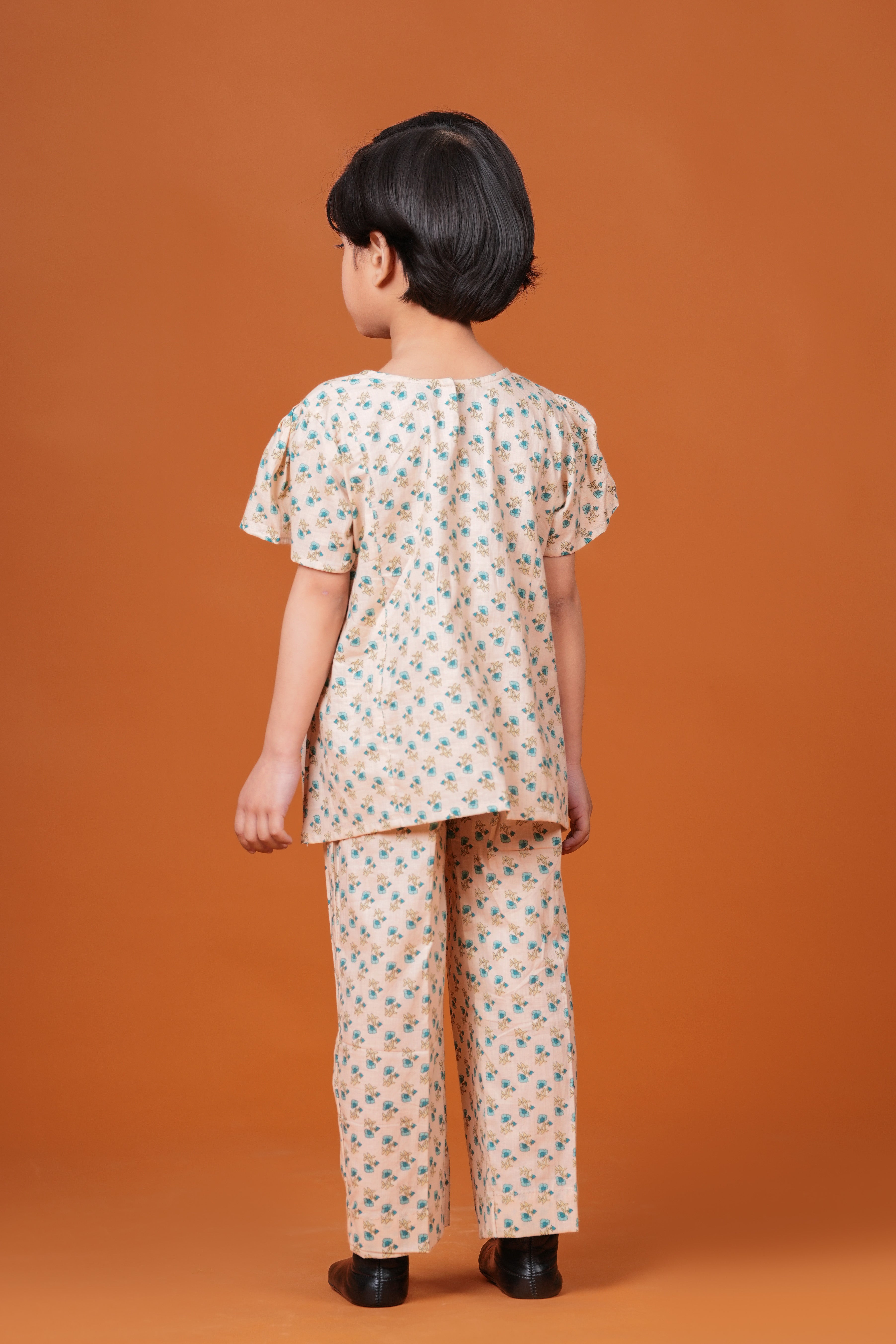 Girls Pure Cotton Top with Pant Set | Floral Printed Half Sleeve Top with Palazzo Pants | Soft Breathable Co-ord Outfit