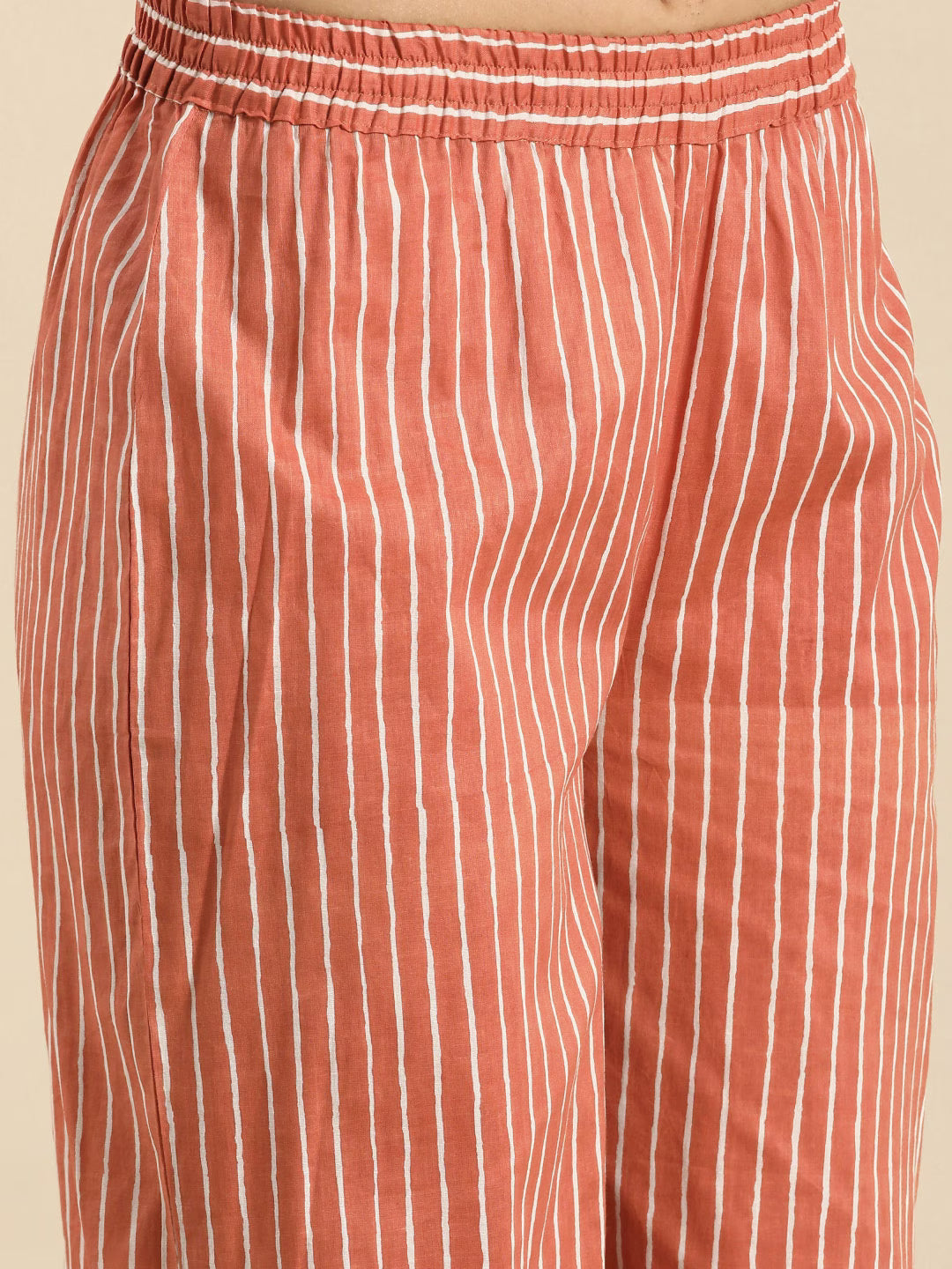 MEERA FAB Women's Cotton Printed Floral Straight Kurta with Palazzo