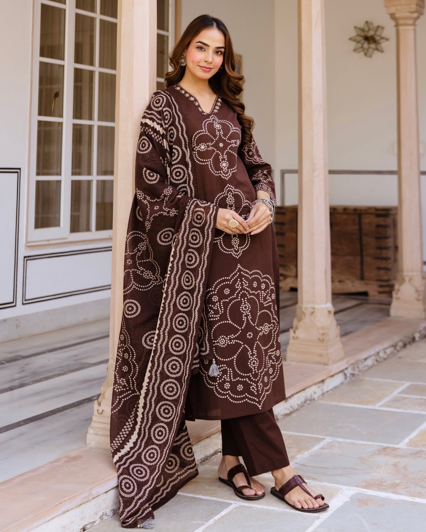 MEERA FAB Women's Pure Cotton Straight Kurta Set with Palazzo Pants & Dupatta|Ethnic wear|Kurti Suit Set for Women