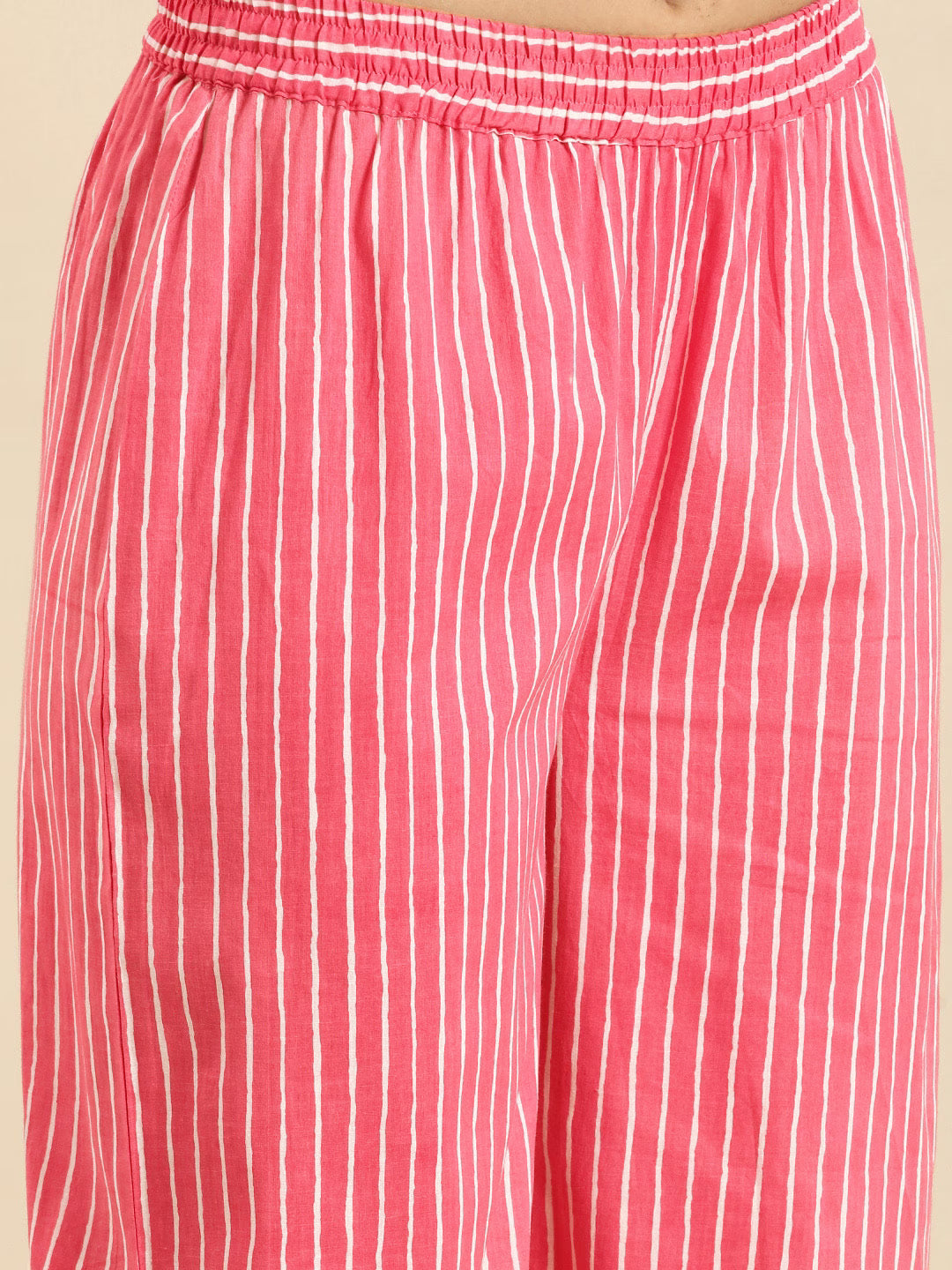 MEERA FAB Women's Cotton Printed Floral Straight Kurta with Palazzo