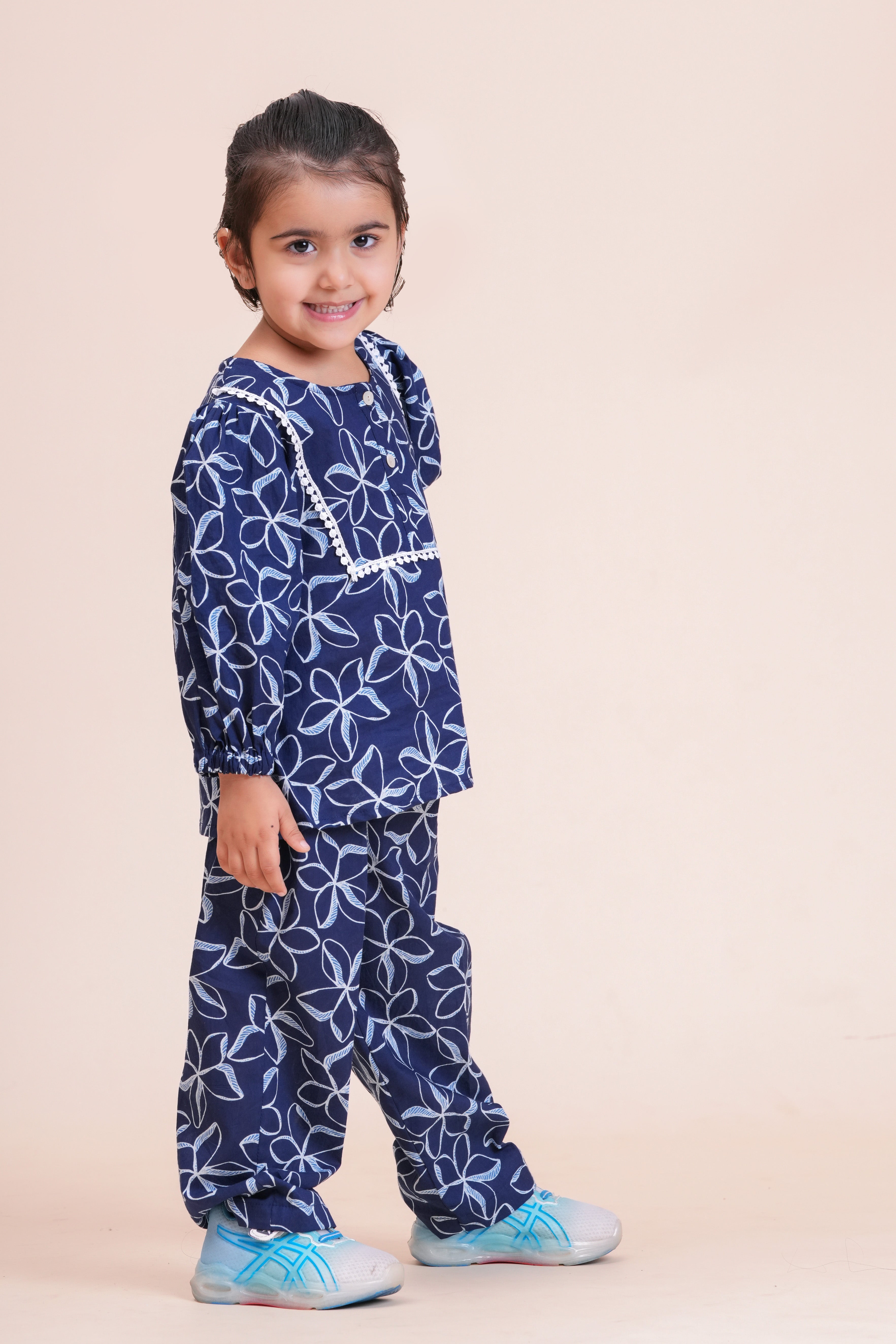 Girls Kids Pure Cotton Top and Pant Set | Printed Full Sleeve Top with Palazzo Pants | Soft Breathable Co-Ord Outfit