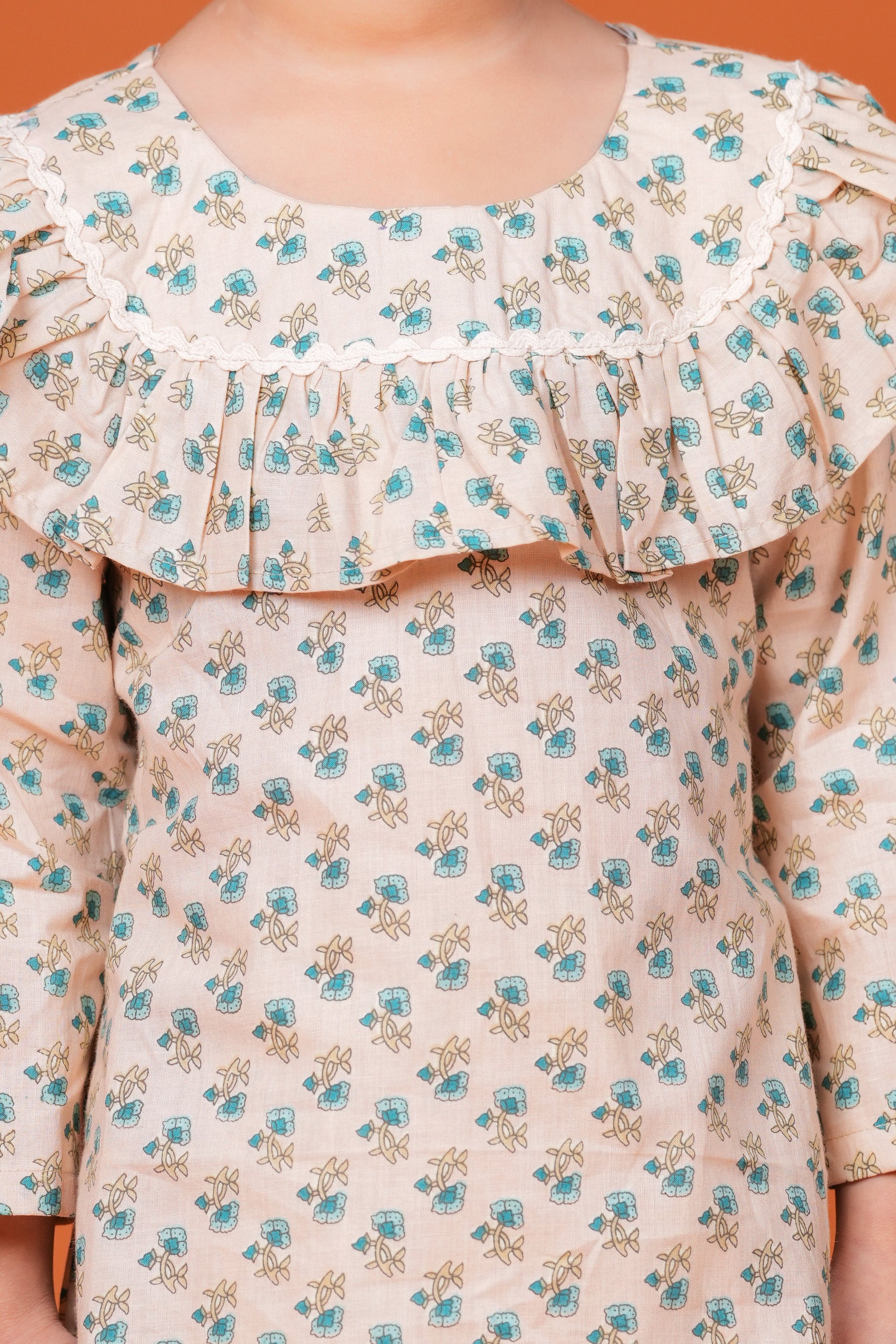 Girls Pure Cotton Top with Short pant Set | Floral Printed Full Sleeve Top with Short pants | Soft Breathable Co-ord Outfit