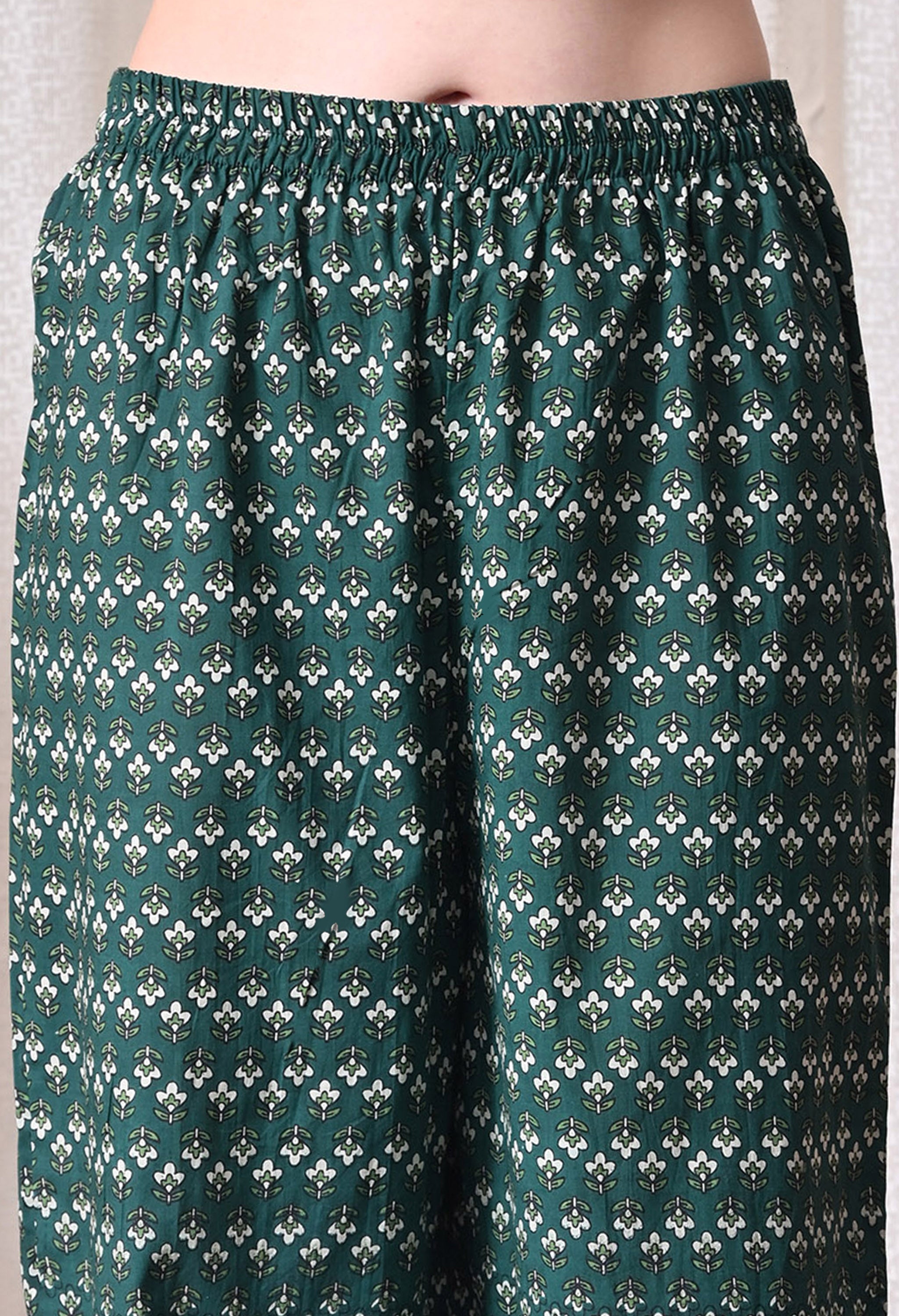 MEERA FAB Women Printed Regular Pure Cotton Straight Kurta with Palazzos & with Dupatta