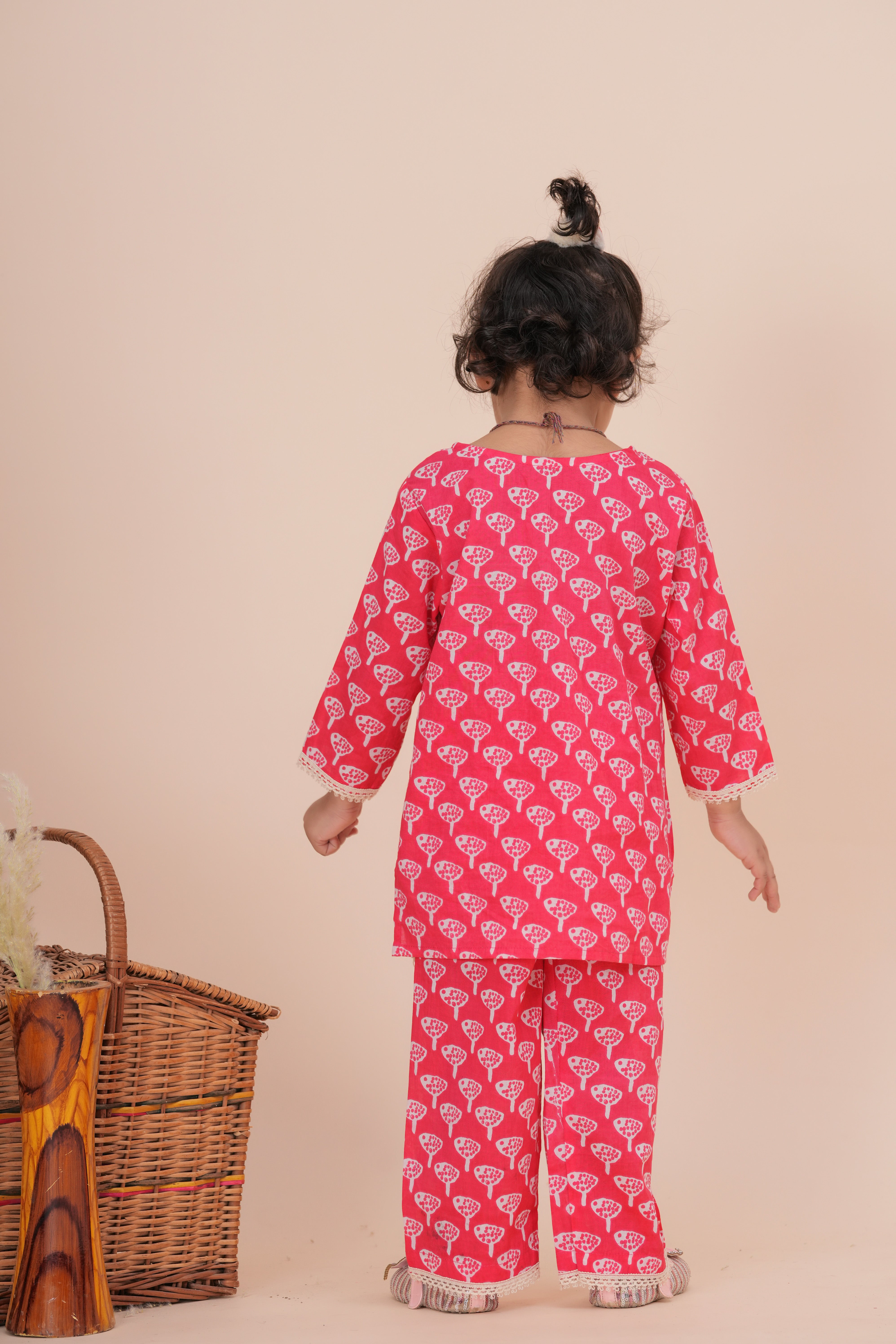 Girls Kids Pure Cotton Top and Pant Set | Printed Full Sleeve Top with Palazzo Pants | Soft Breathable Co-Ord Outfit