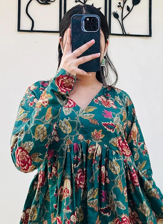 MEERA FAB Cotton Short Kurti Stylish Women's Floral Printed Top