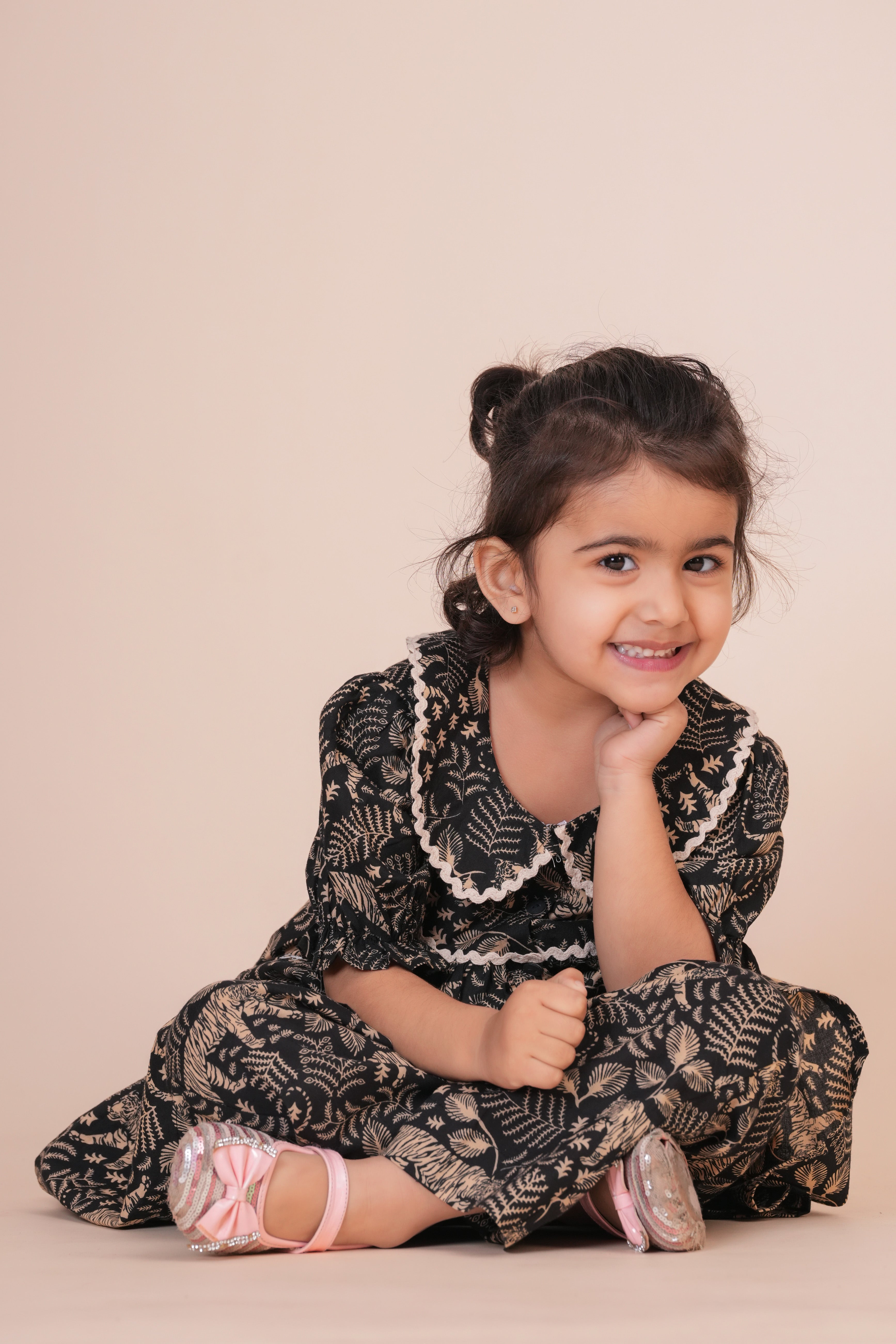 Girls Pure Cotton Regular Fit Kurti Palazzo Set | Printed Half Sleeve Kurti with Palazzo Pant Set for Kids | Traditional Ethnic Co-Ord Outfit