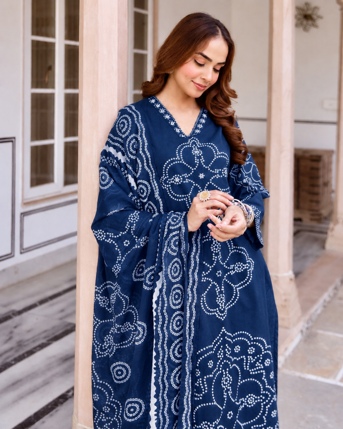 MEERA FAB Women's Pure Cotton Straight Kurta Set with Palazzo Pants & Dupatta|Ethnic wear|Kurti Suit Set for Women