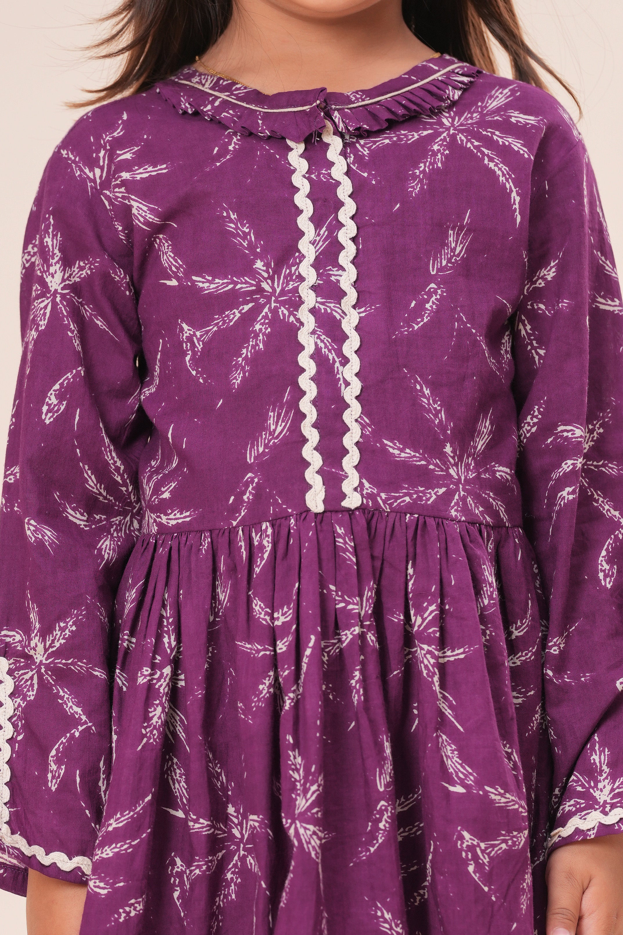 Girls Kids Pure Cotton Full Sleeves Printed Top and Pant Suit Set | Floral Printed Top and Bottom Outfit | Traditional Ethnic Co-Ord Set