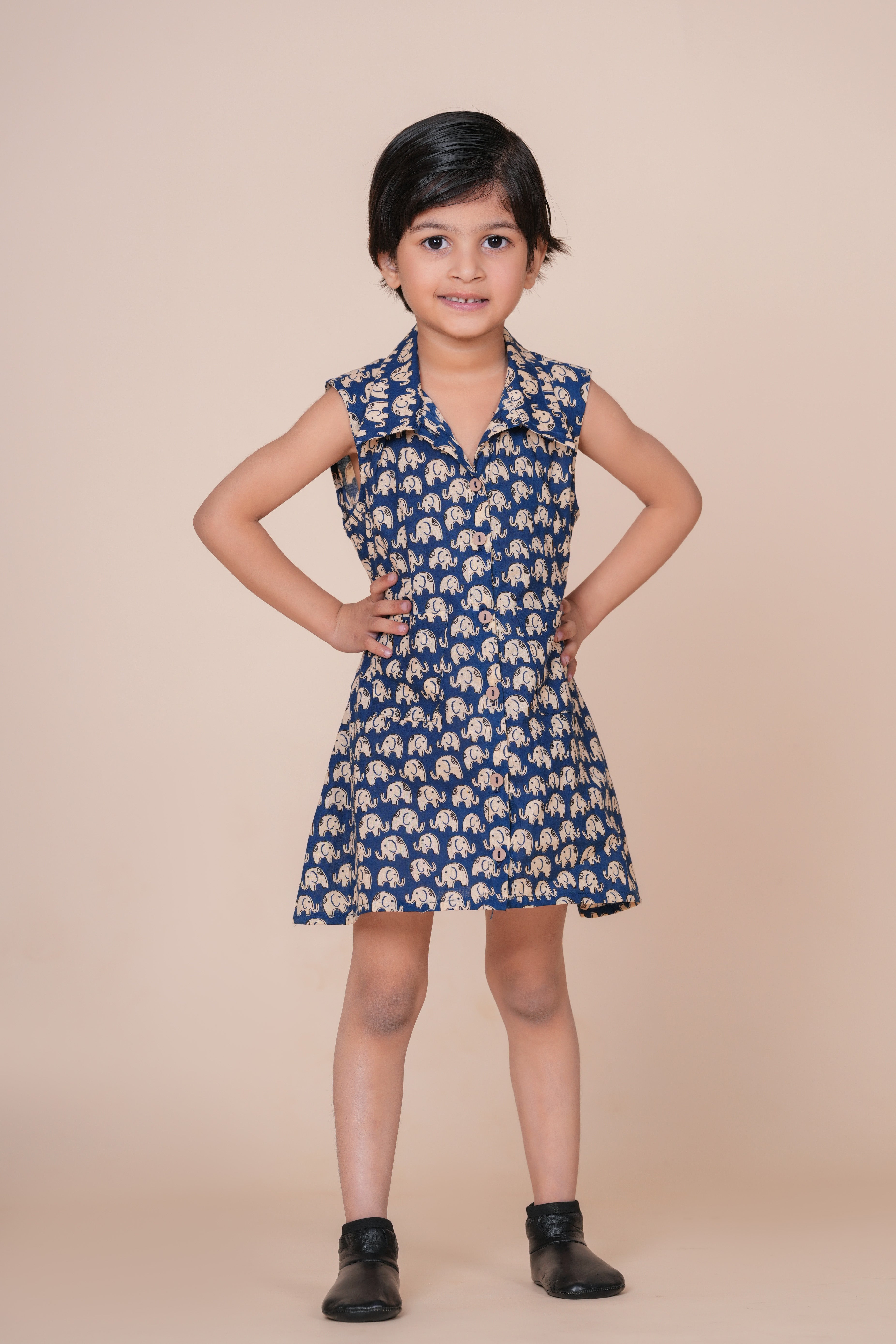 Girls Kids Pure Cotton Sleeveless Flare Dress | Animal Printed One-Piece Dress | Soft Breathable Cotton Outfit