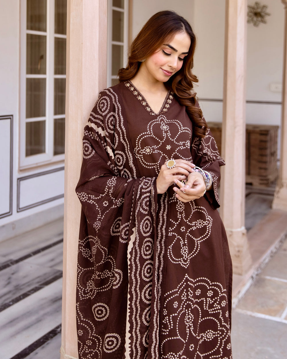 MEERA FAB Women's Pure Cotton Straight Kurta Set with Palazzo Pants & Dupatta|Ethnic wear|Kurti Suit Set for Women