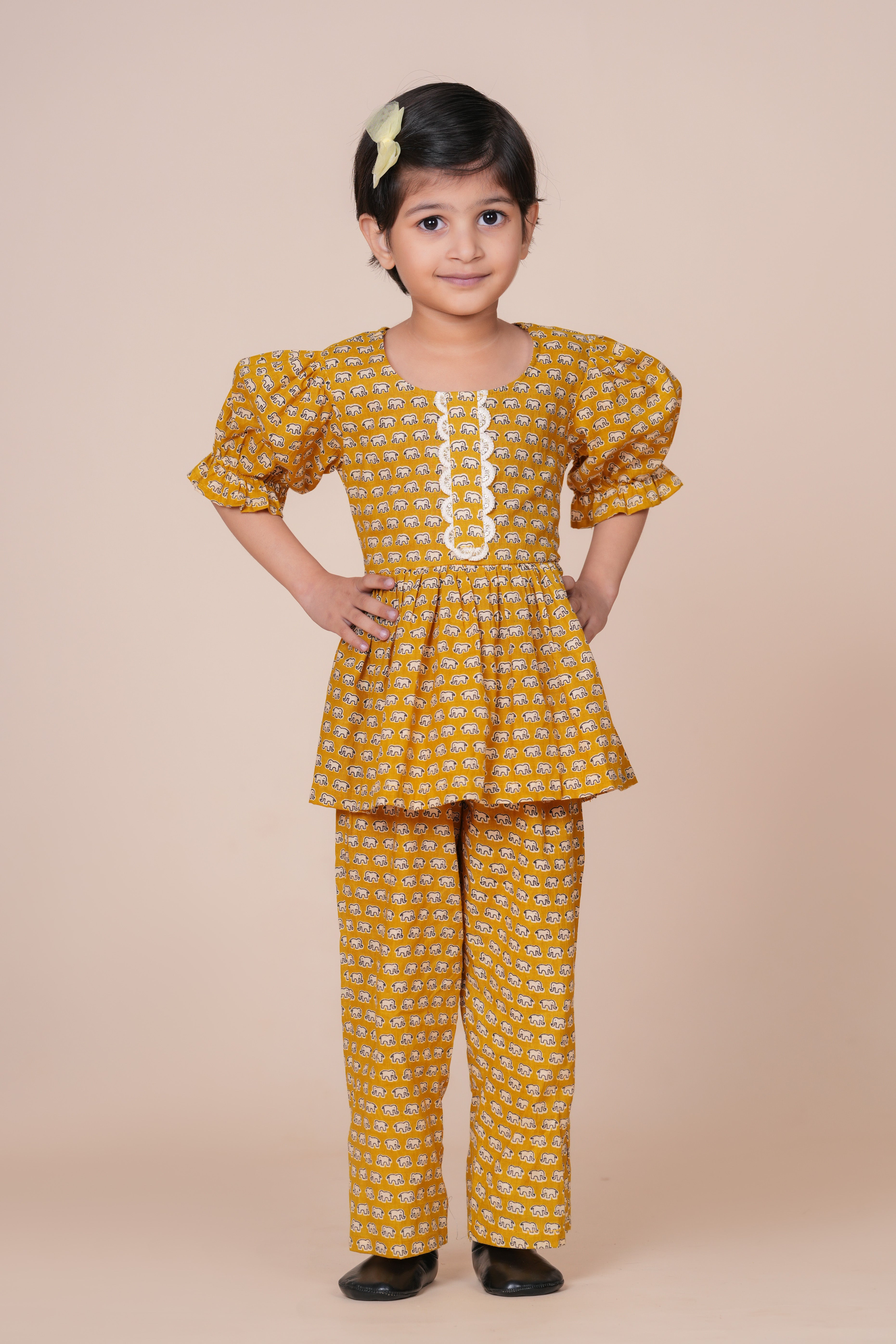 Girls Kids Pure Cotton Top and Pant Set | Printed Half Sleeve Top with Palazzo Pants | Soft Breathable Co-Ord Outfit
