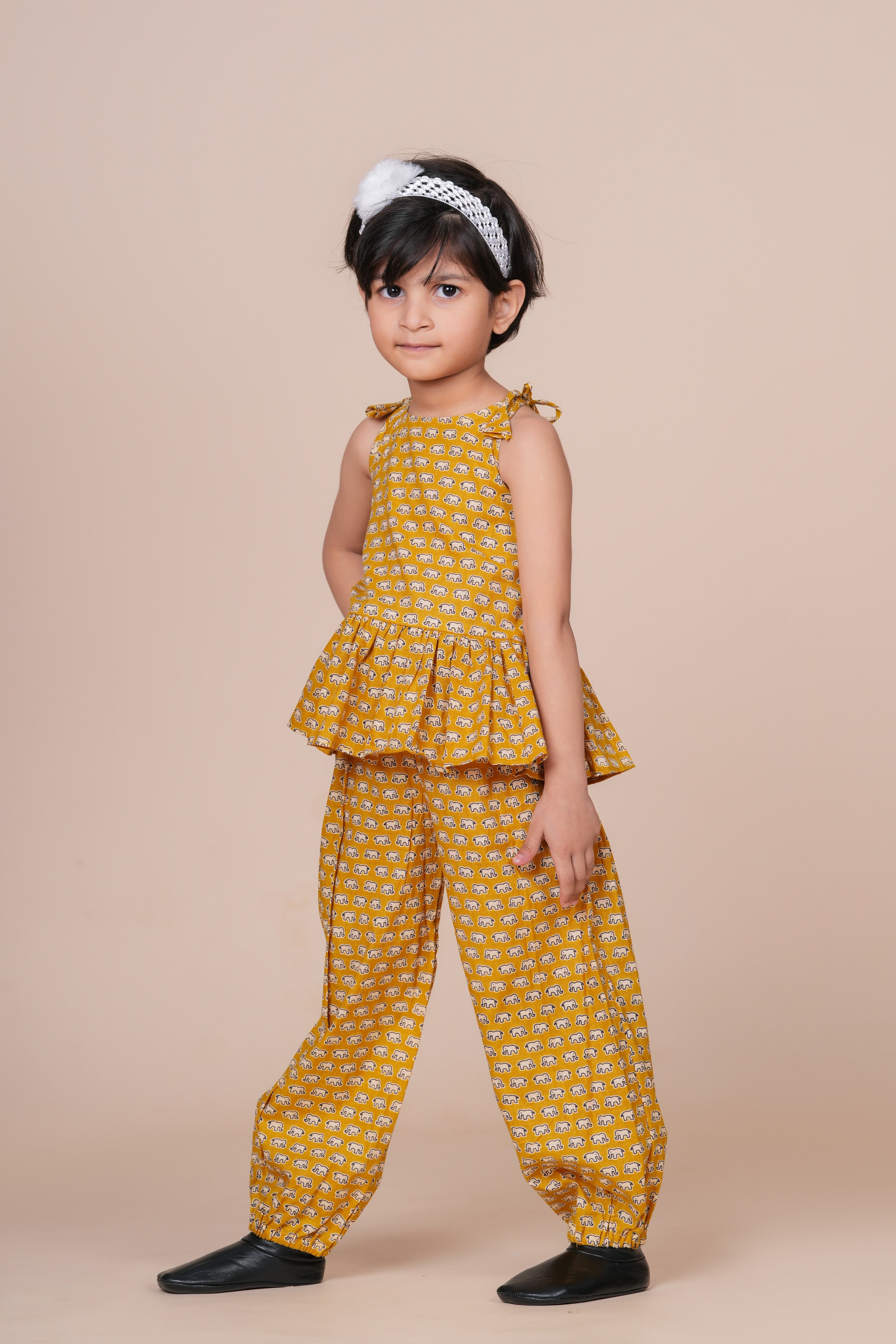 Girls Pure Cotton Top with Pant Set | Animal Printed Sleeveless Top with Palazzo Pants | Soft Breathable Co-ord Outfit
