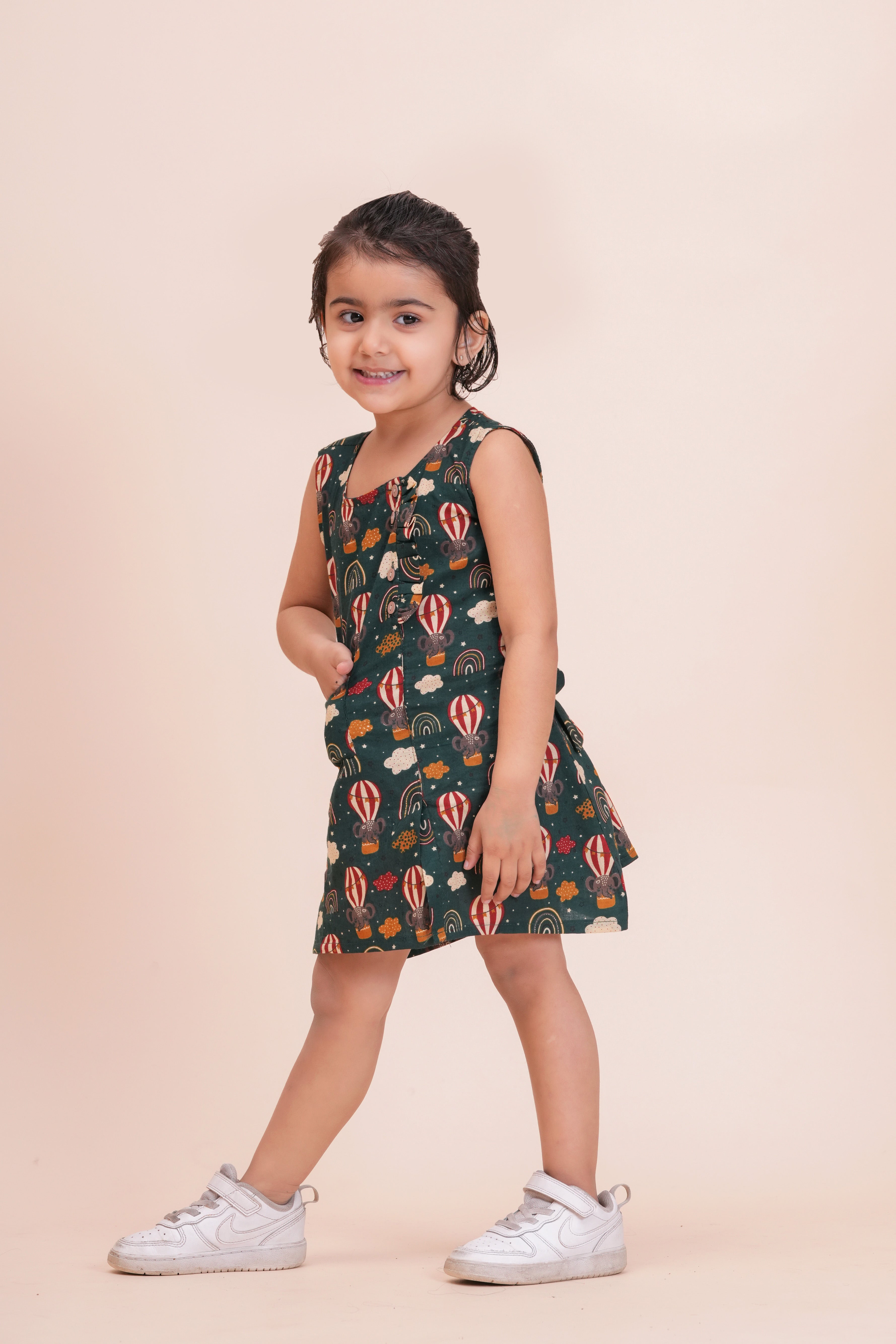 Girls Kids Pure Cotton Sleeveless Flare Dress | Floral Printed One-Piece Dress | Soft Breathable Cotton Outfit