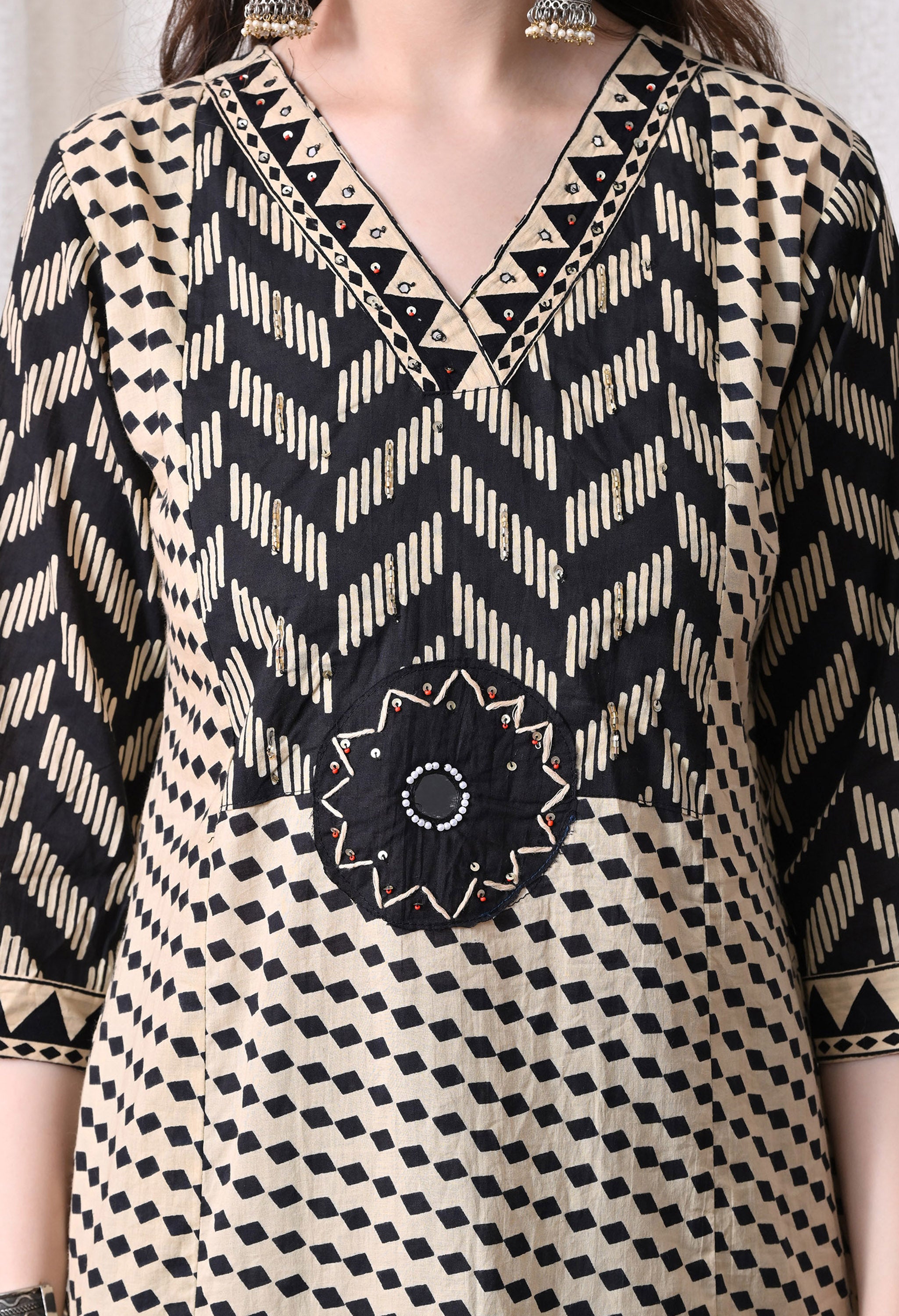 MEERA FAB Women Printed Regular Pure Cotton Straight Embroidery Kurta with Palazzos & with Dupatta