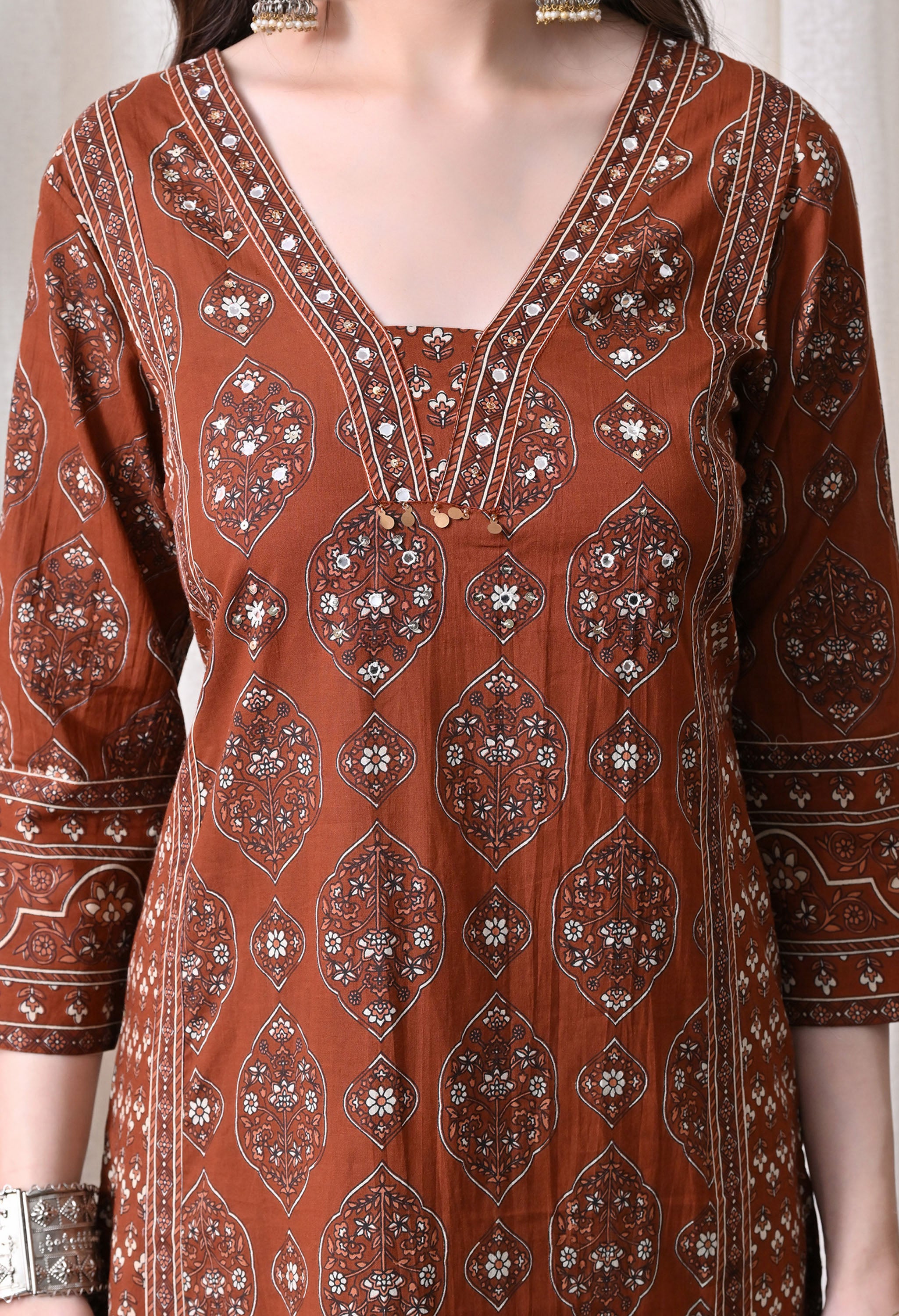 MEERA FAB Women Printed Regular Pure Cotton Straight Kurta with Palazzos & with Dupatta
