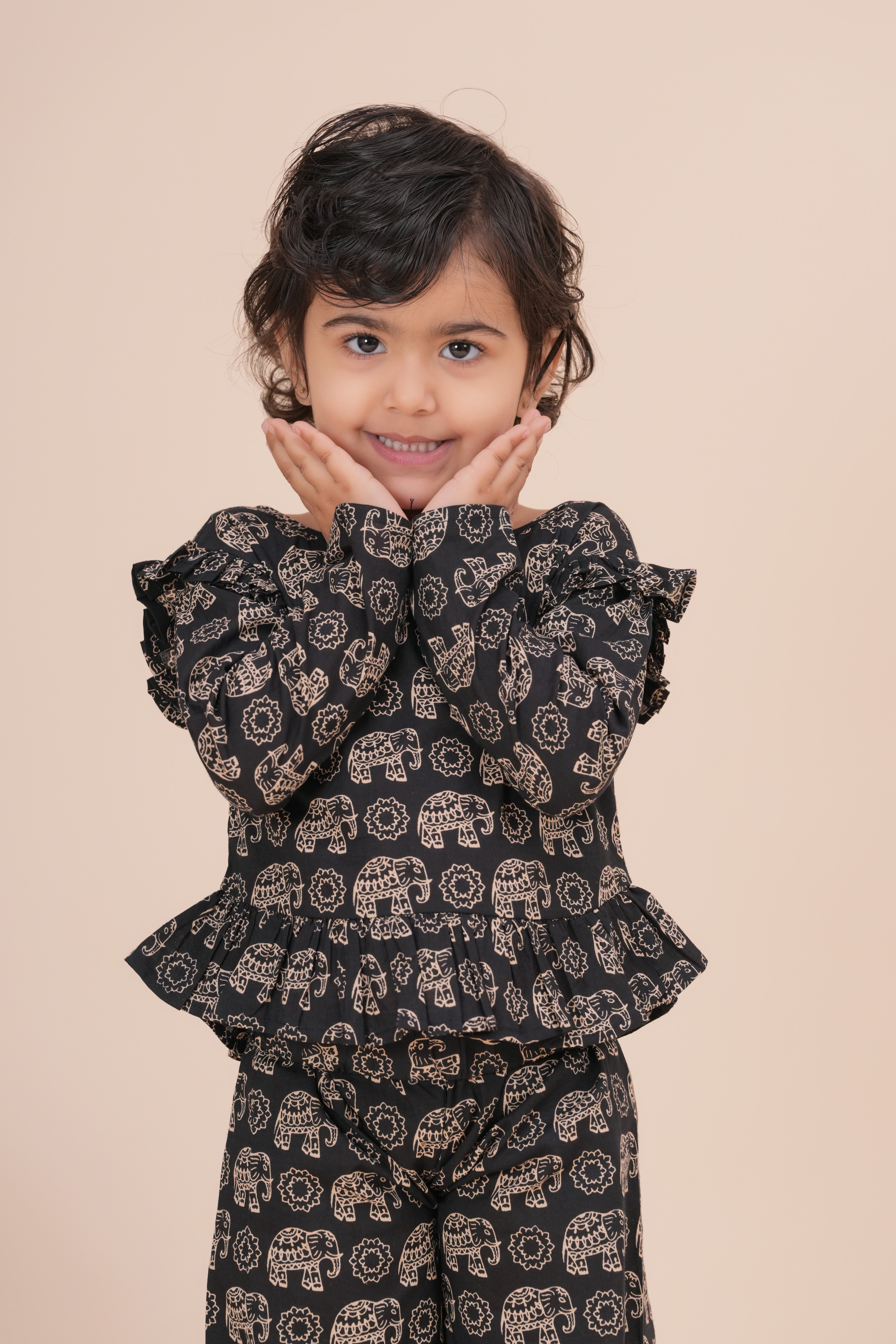 Girls Kids Pure Cotton Kurta with Pant | Printed Full Sleeve Kurta and Palazzo Set | Soft Breathable Ethnic Co-Ord Outfit