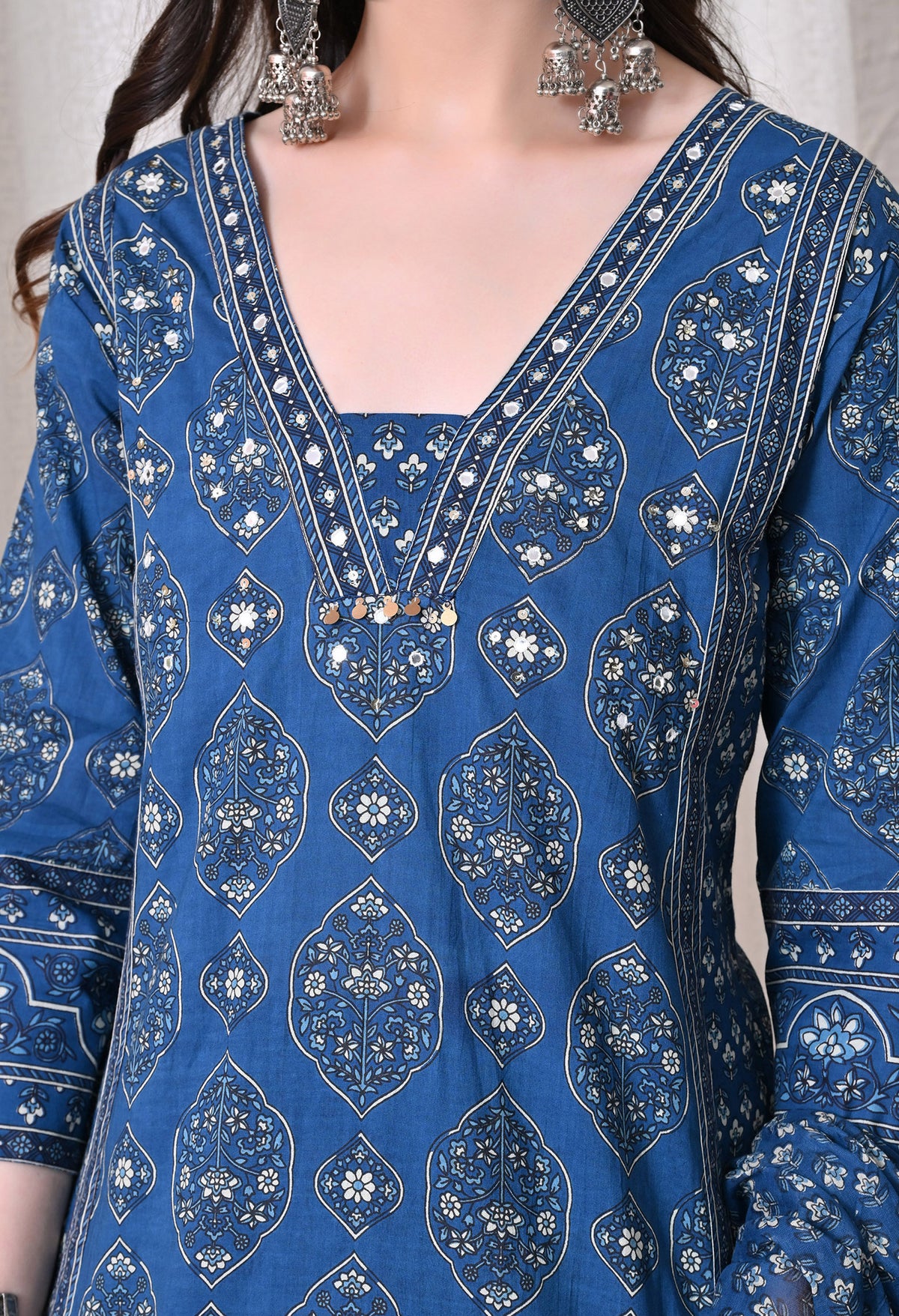 MEERA FAB Women Printed Regular Pure Cotton Straight Kurta with Palazzos & with Dupatta