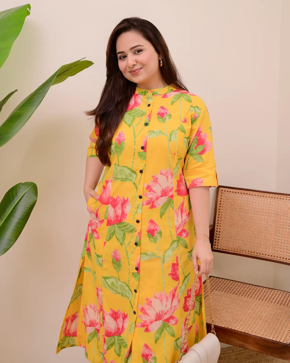 MEERA FAB Lotus Cotton Kurta Palazzo Set