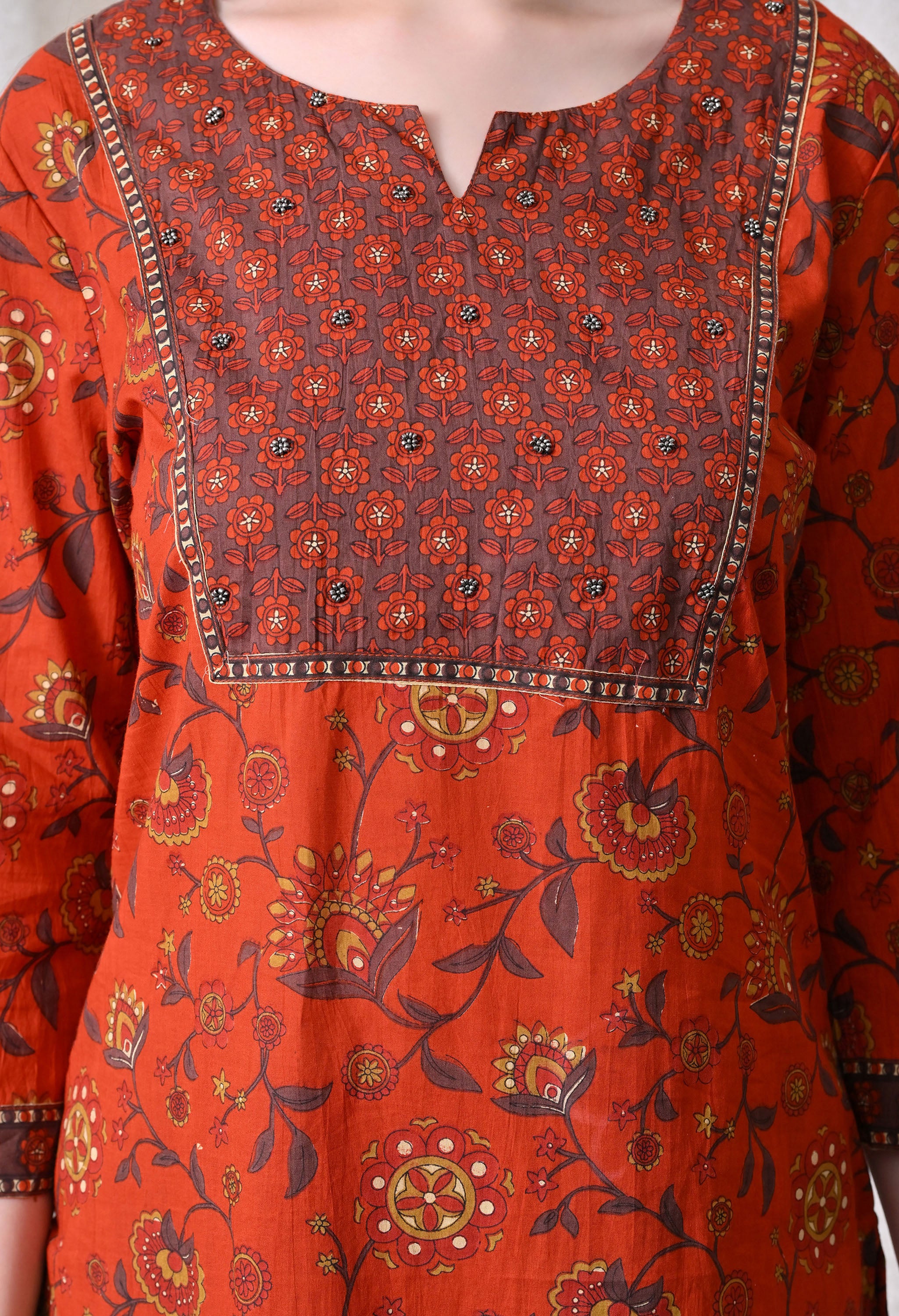 MEERA FAB Women Printed Regular Pure Cotton Straight Handwork Kurta with Palazzos & with Dupatta (Copy)