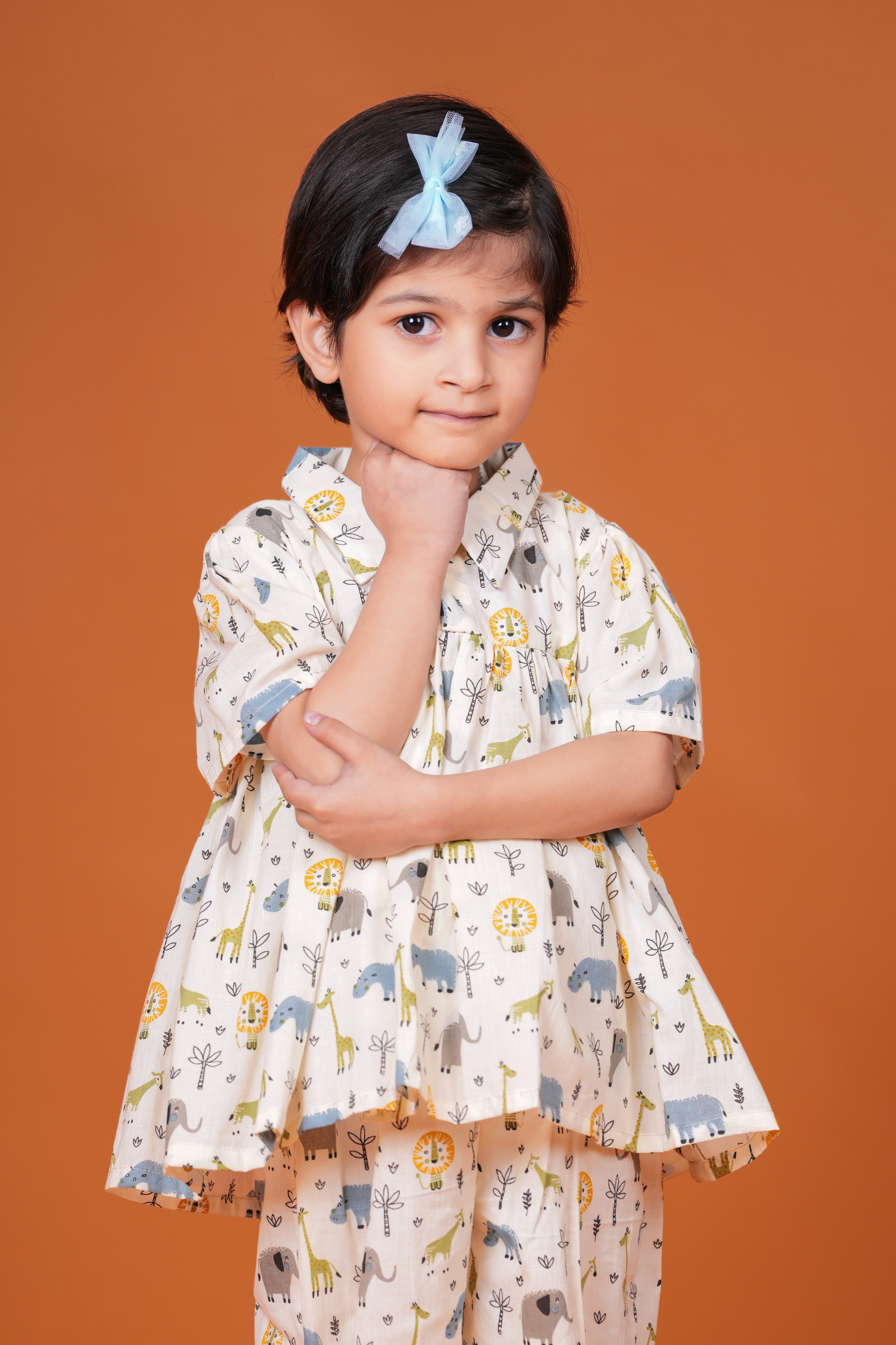 Girls Kids Pure Cotton Top and Pant Set | Printed Half Sleeve Top with Palazzo Pants | Soft Breathable Co-Ord Outfit