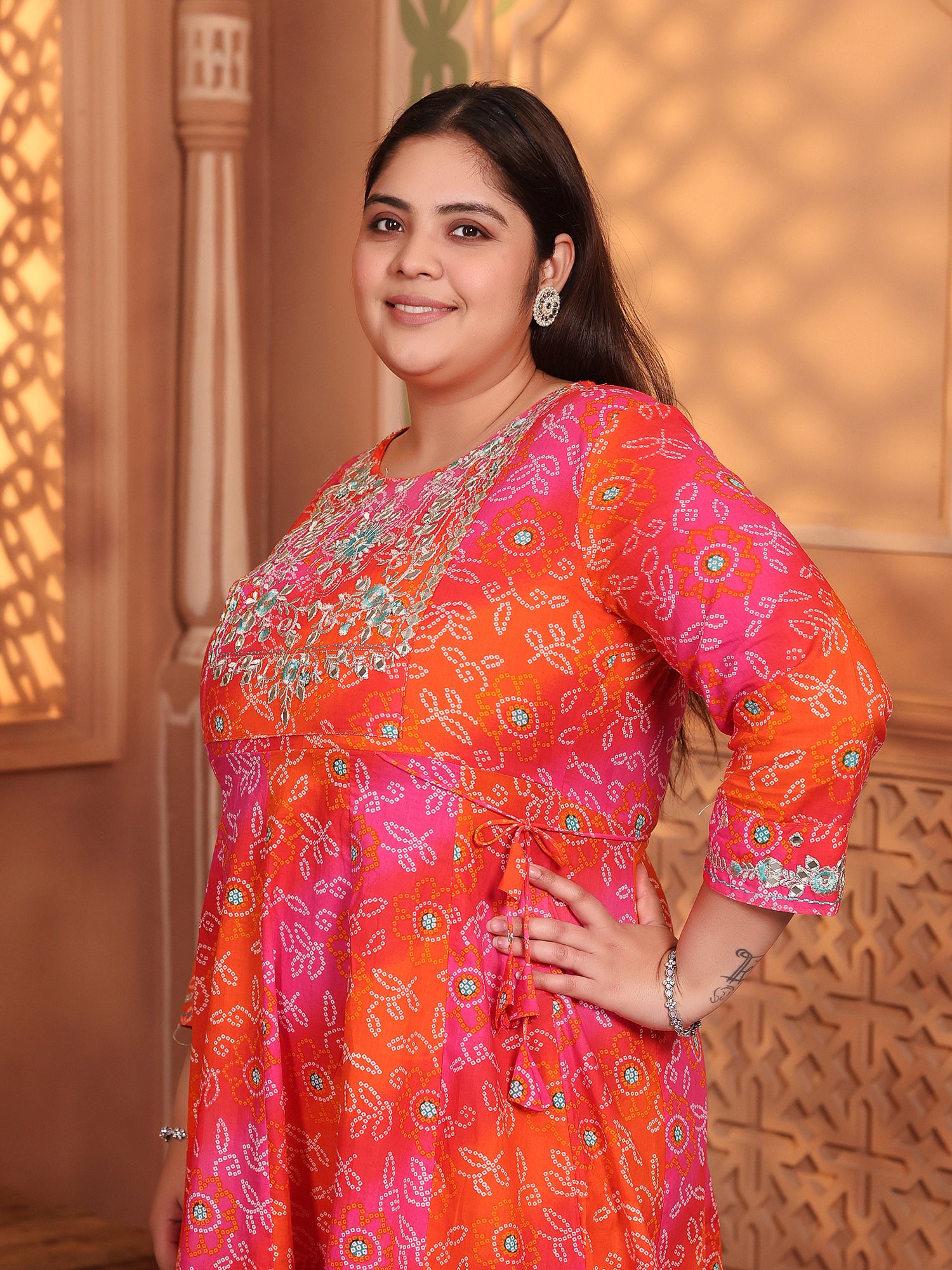 MEERA FAB Women's Cotton Relaxed Fit Anarkali Kurti