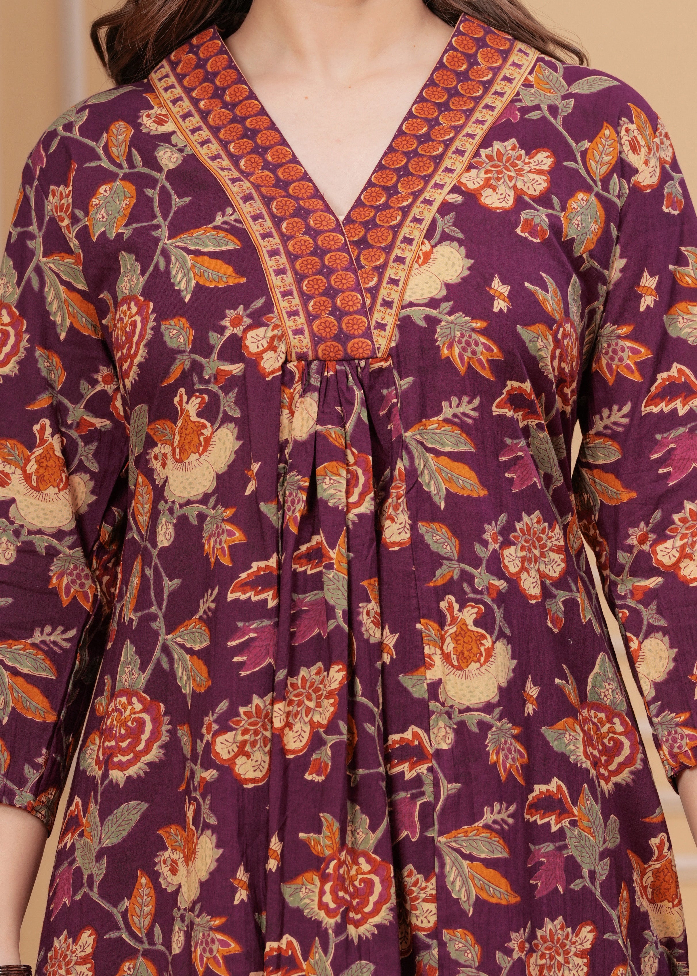 MEERA FAB Women's Cotton Blend Anarkali Printed Kurta with Palazzo & Dupatta