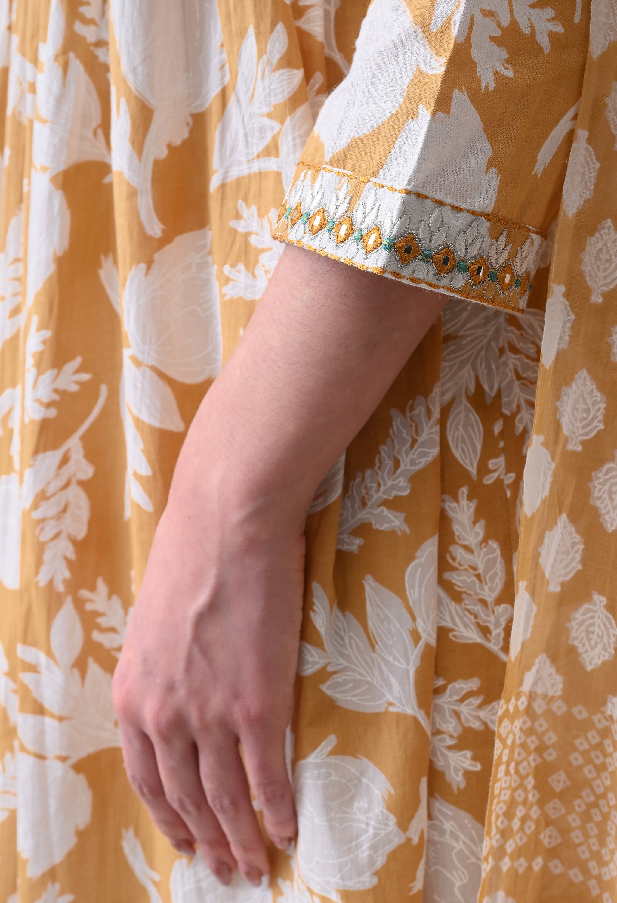 MEERA FAB Alia Cut Kurta Palazzo and Dupatta Set,Pure Cotton, with Embroidery, Block Print