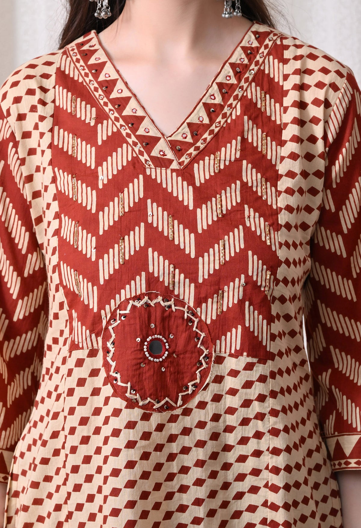 MEERA FAB Women Printed Regular Pure Cotton Straight Embroidery Kurta with Palazzos & with Dupatta